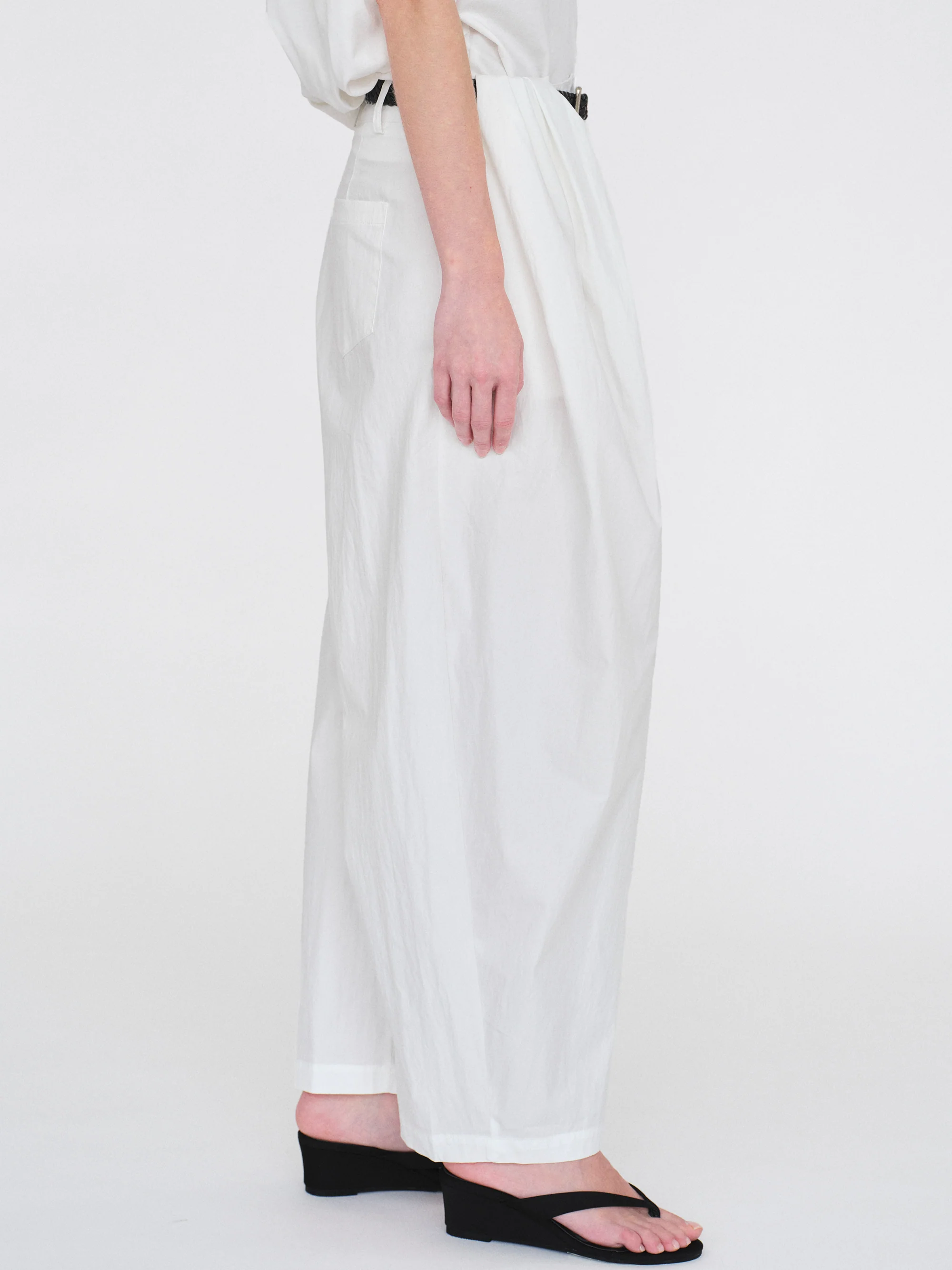 Belted Volume Pants, White - Image 5