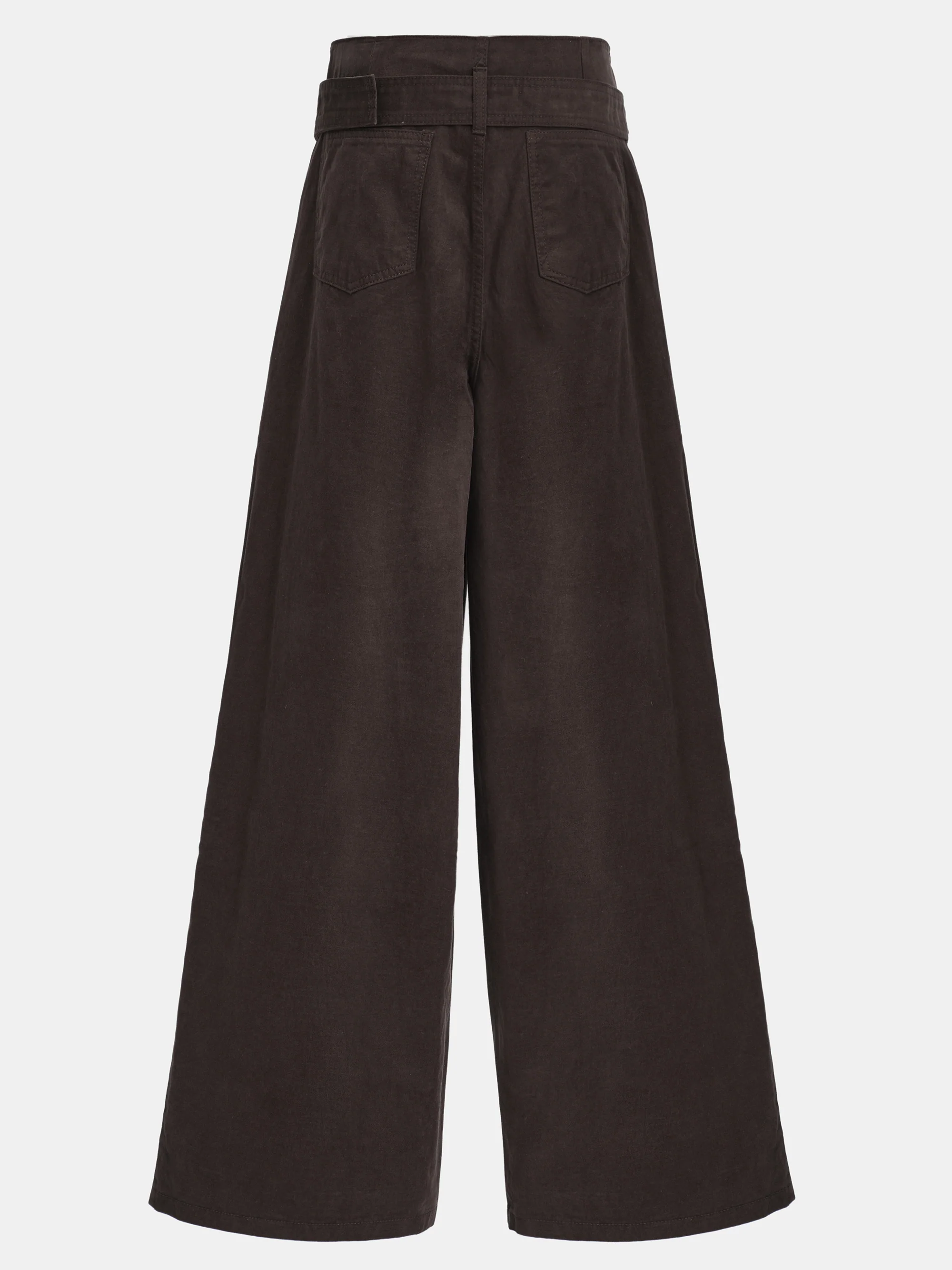 Belted Wide Pants, Brown - Image 5