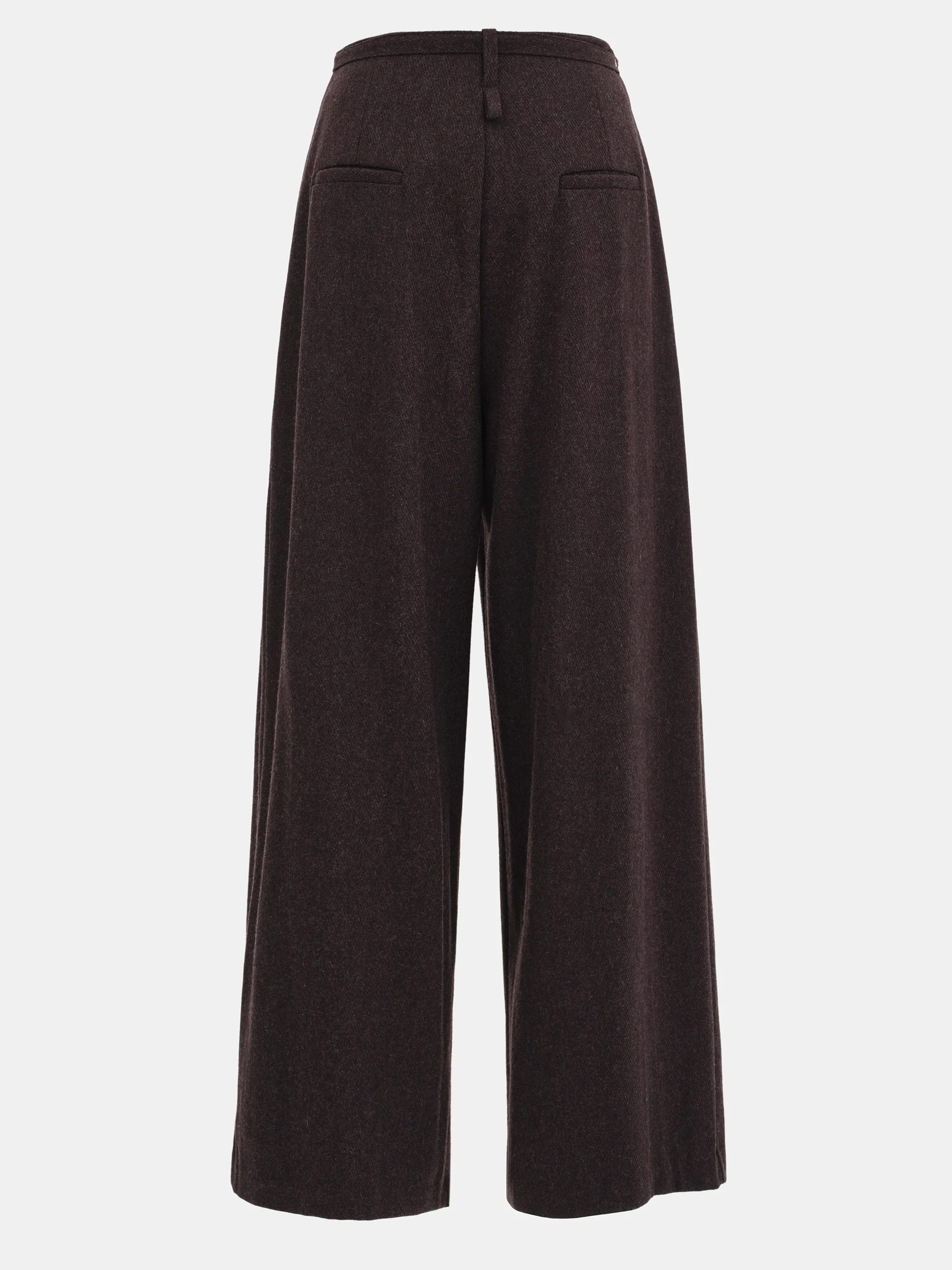 Belted Wool Trousers, Brown - Image 6