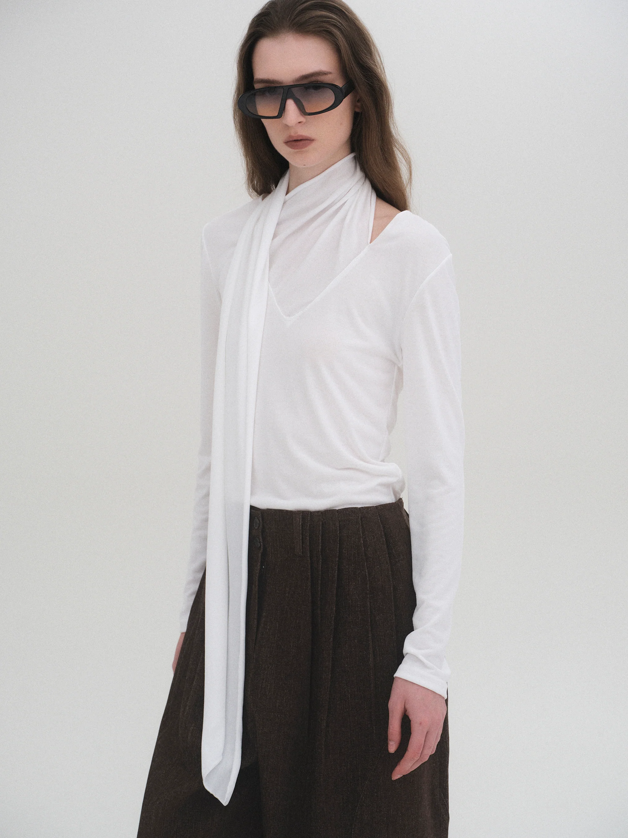 Bias Scarf Top, White - Image 3