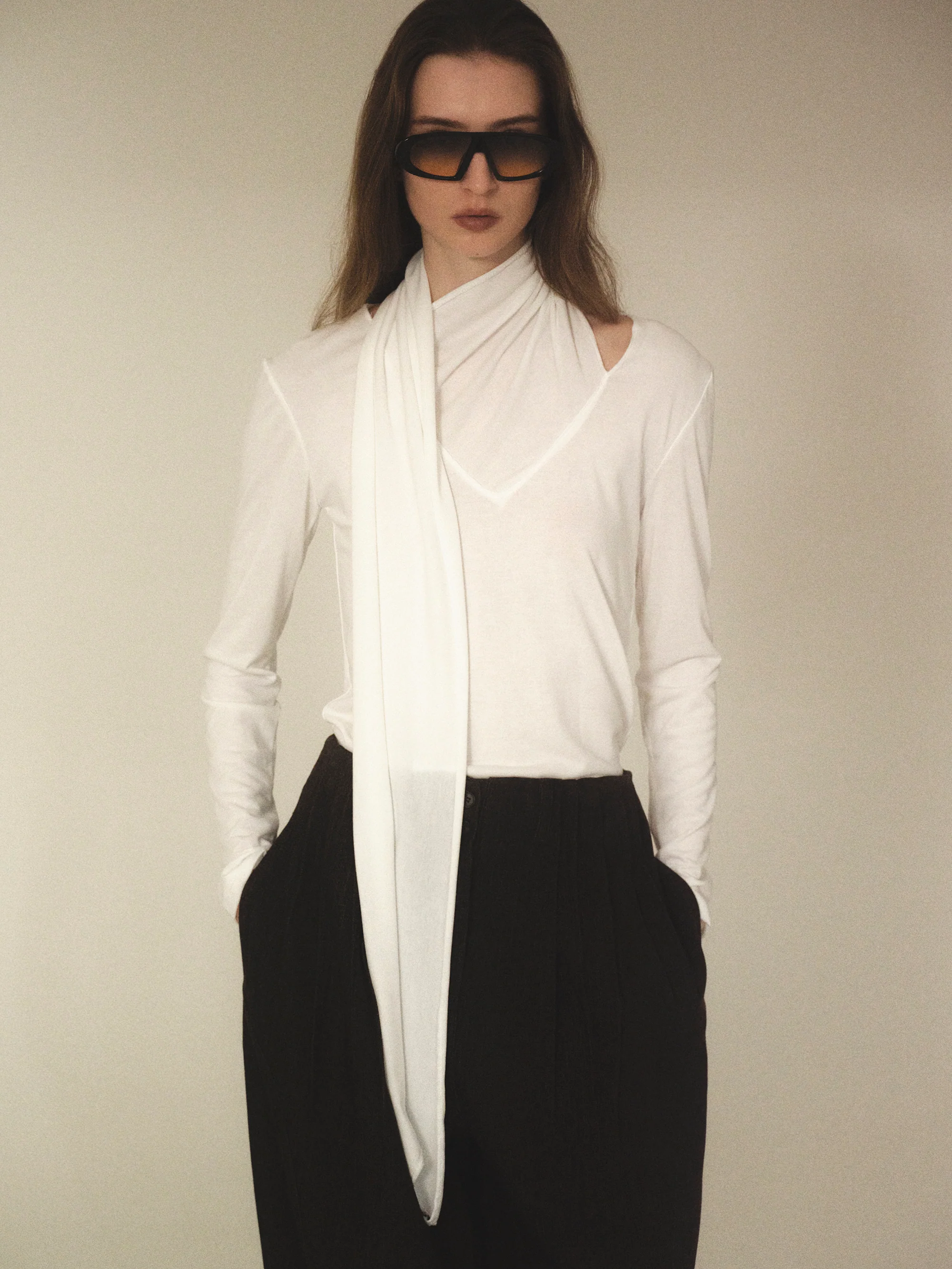 Bias Scarf Top, White - Image 5