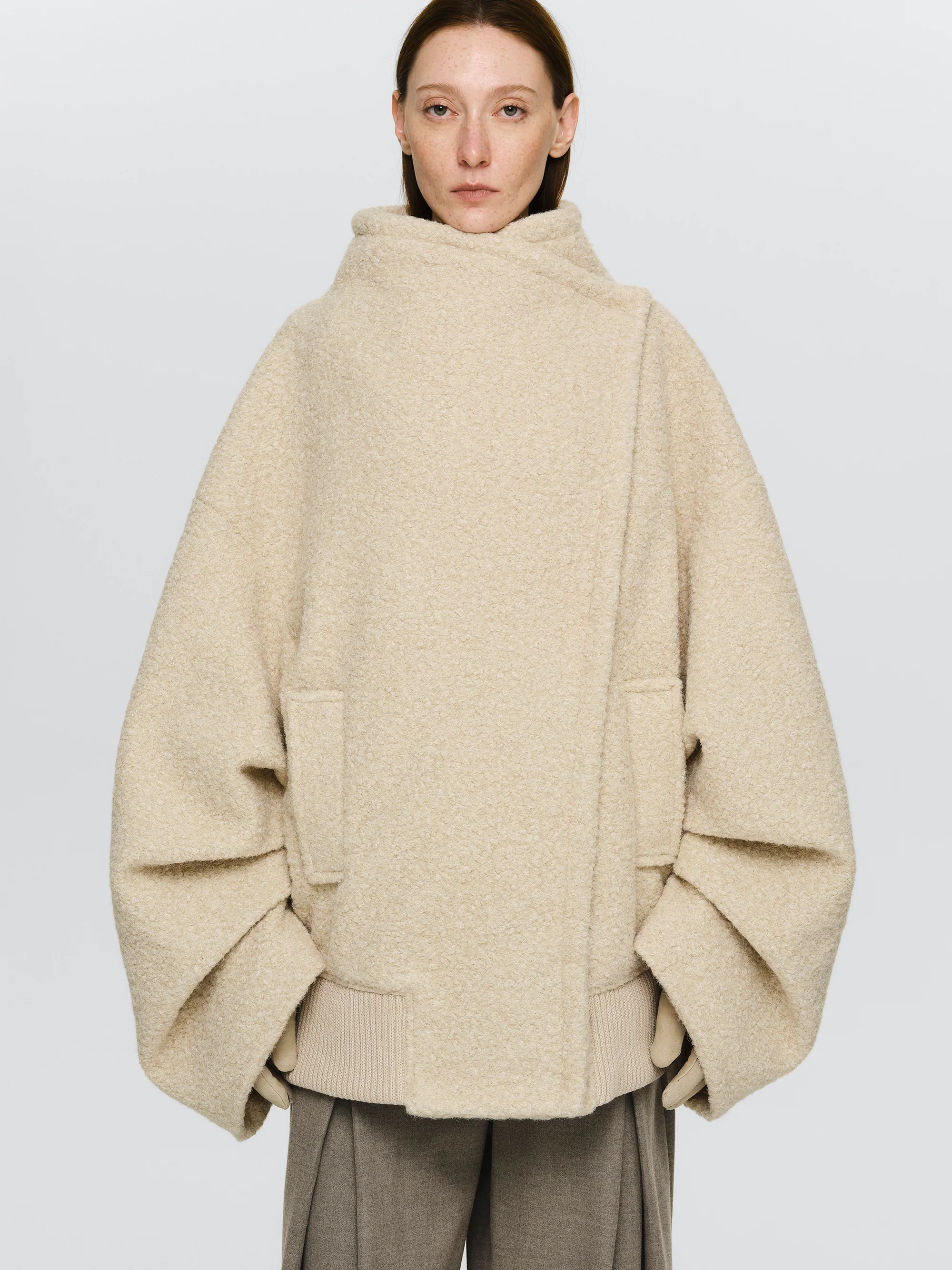 Boucle Flight Coat, Alabaster