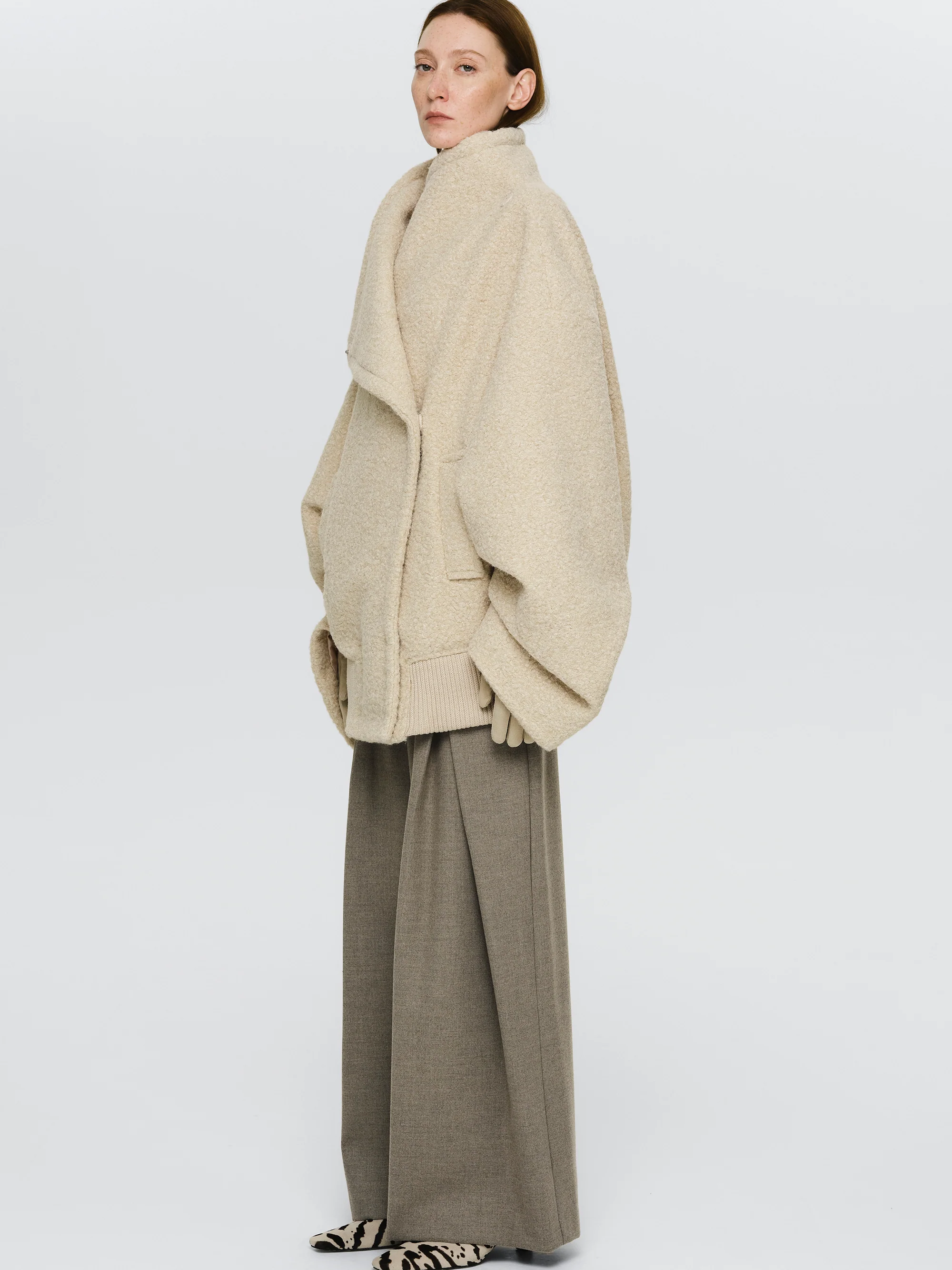 Boucle Flight Coat, Alabaster - Image 3