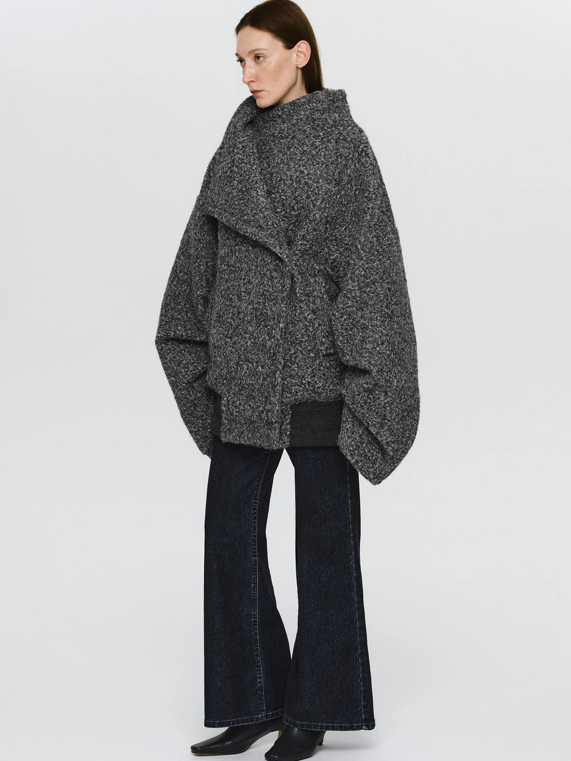 Boucle Flight Coat, Charcoal