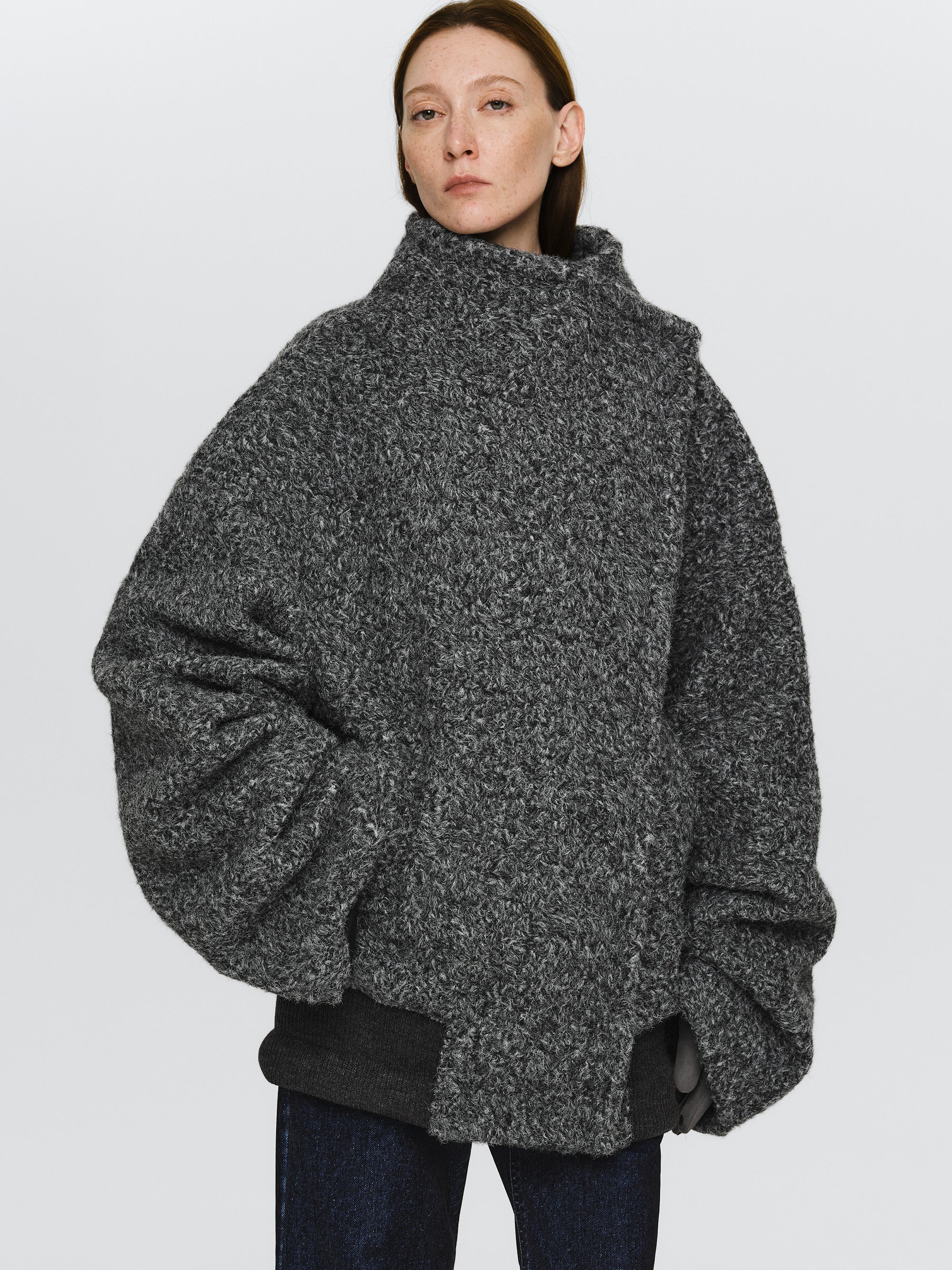 Boucle Flight Coat, Charcoal - Image 2