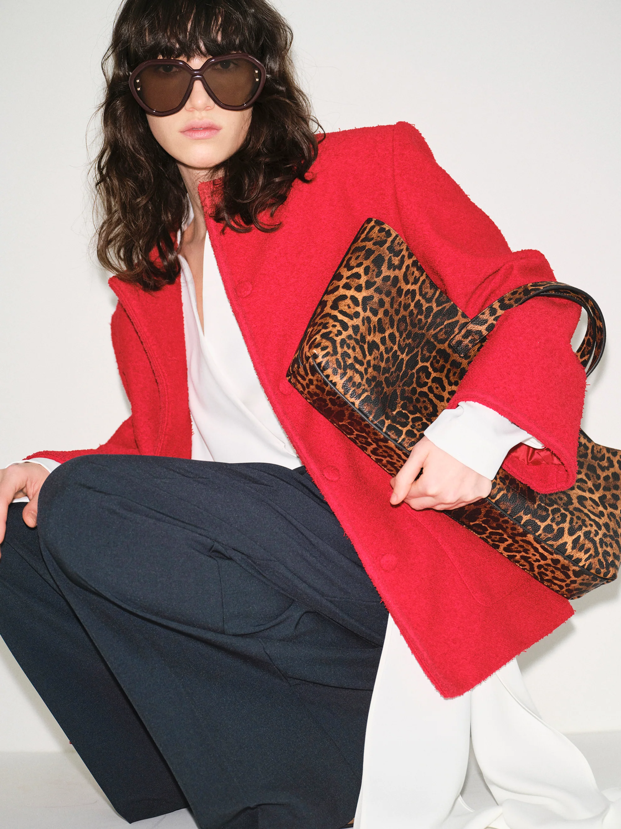 Boucle Textured Jacket, Red - Image 3