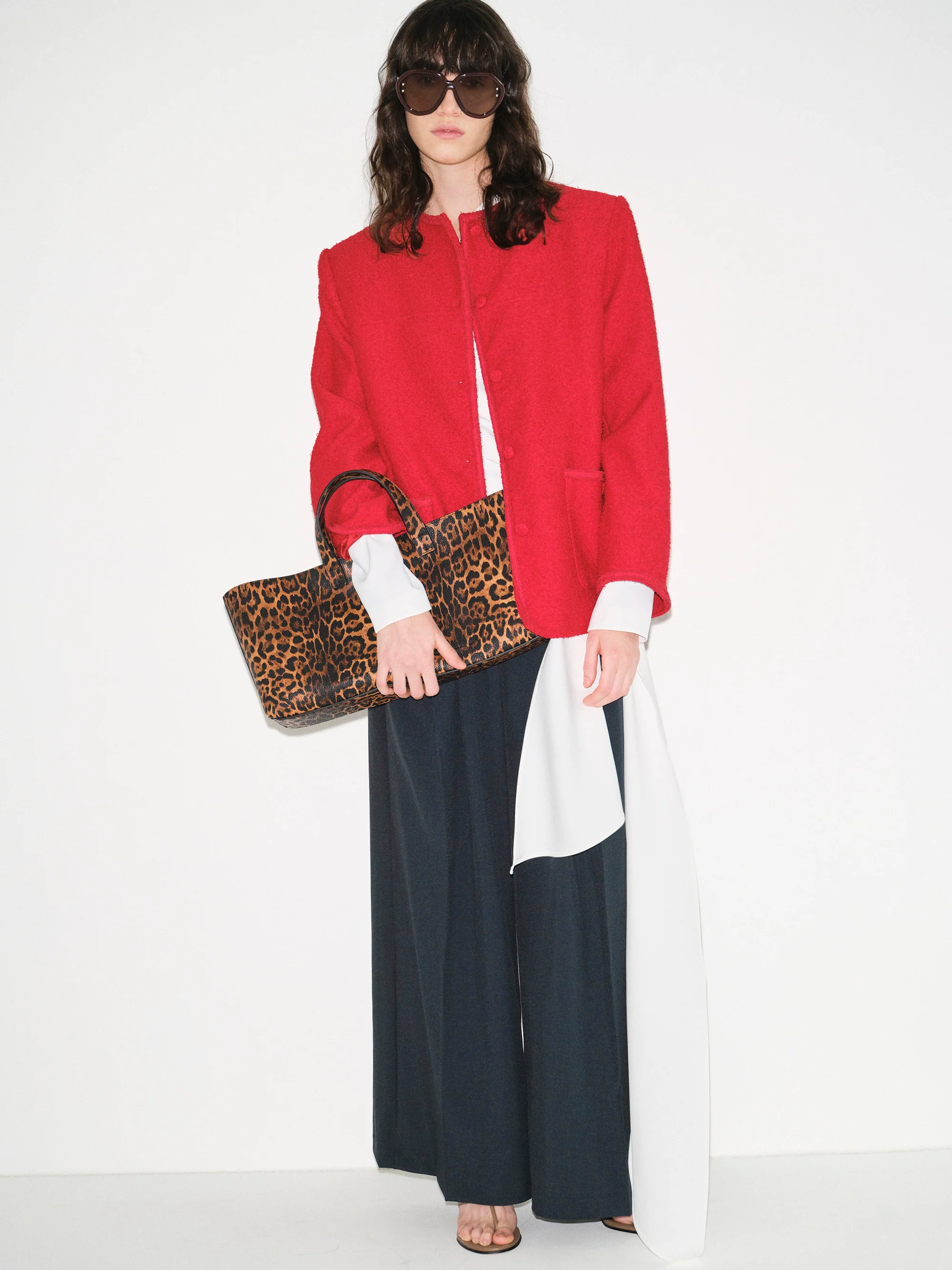 Boucle Textured Jacket, Red - Image 4