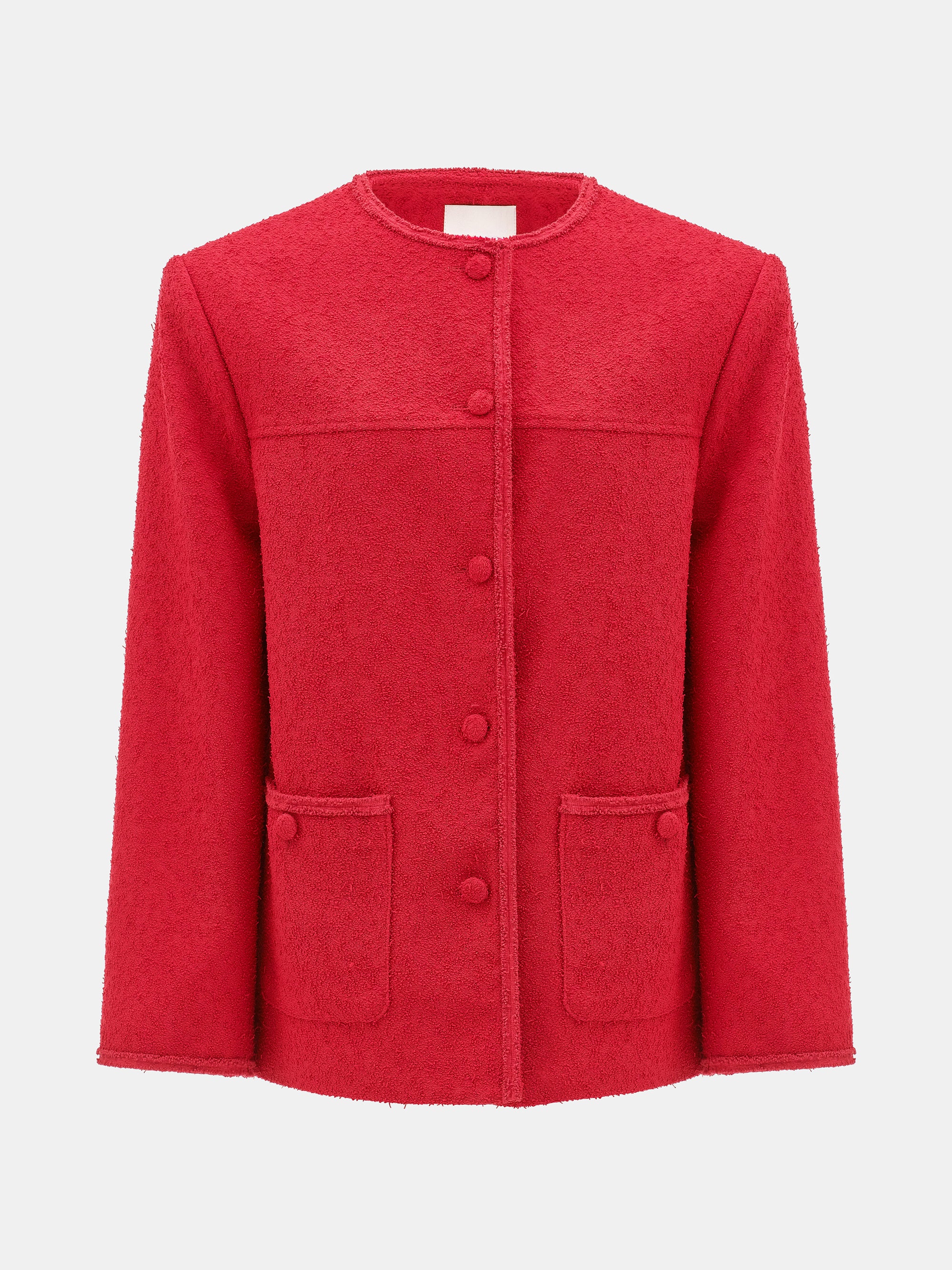 Boucle Textured Jacket, Red - Image 8
