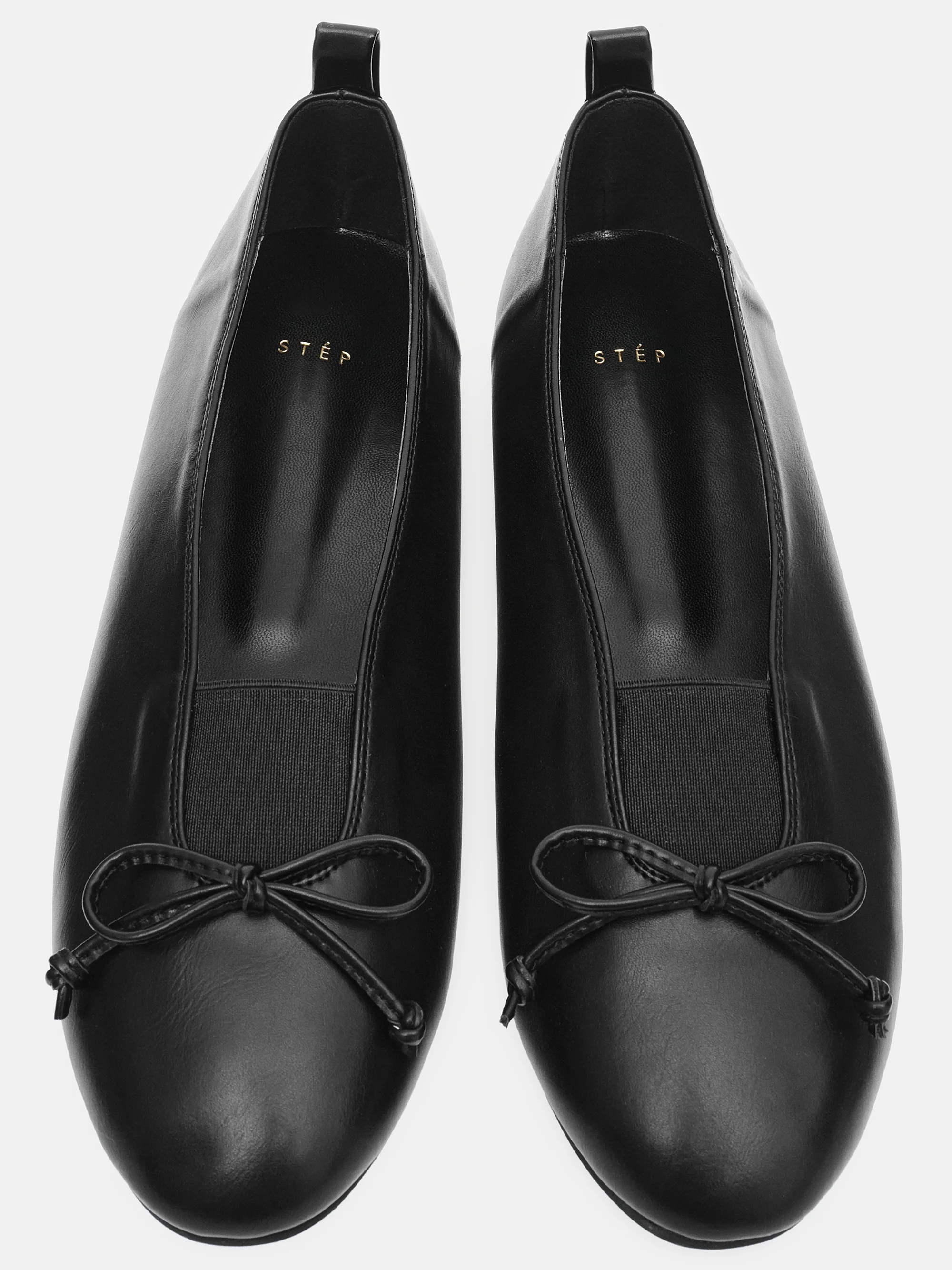 Bow Leather Ballerina Flats, Black