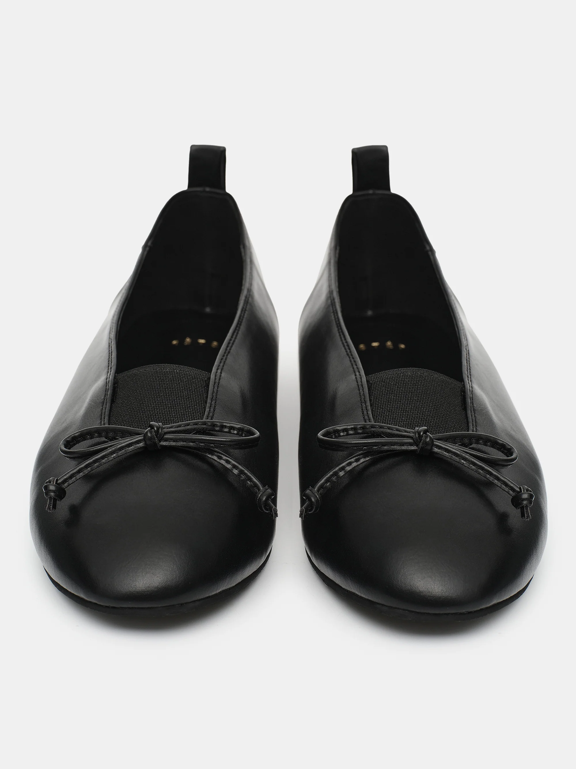 Bow Leather Ballerina Flats, Black - Image 3