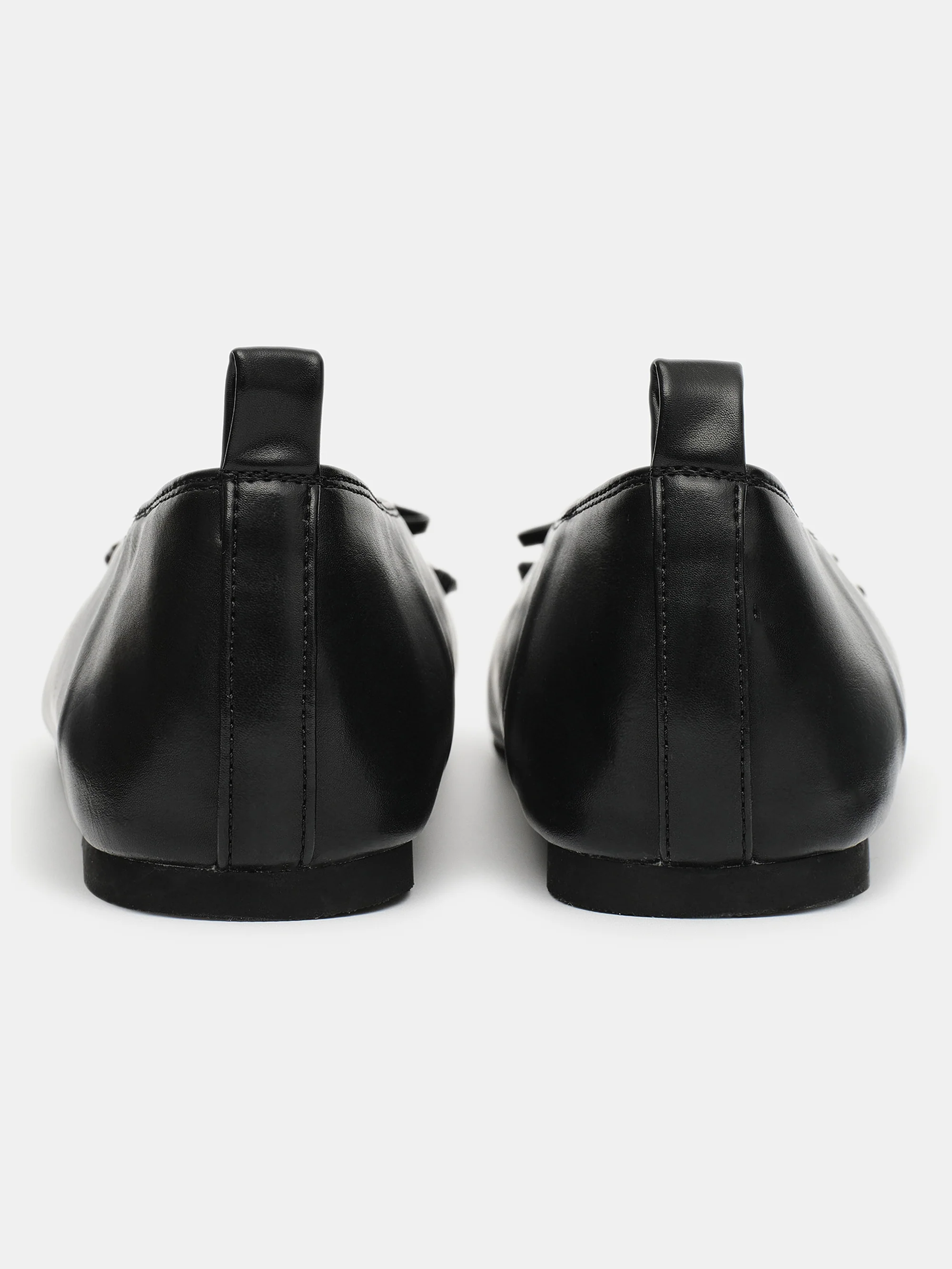 Bow Leather Ballerina Flats, Black - Image 4