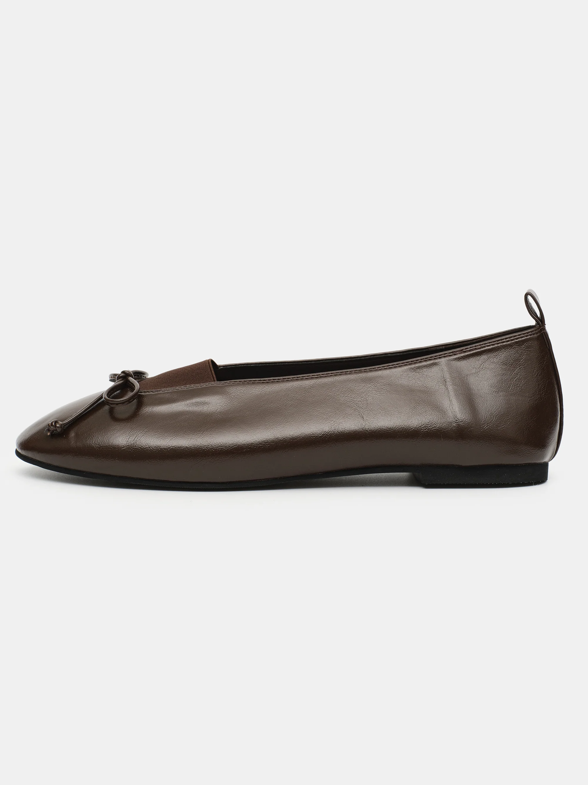 Bow Leather Ballerina Flats, Brown - Image 2