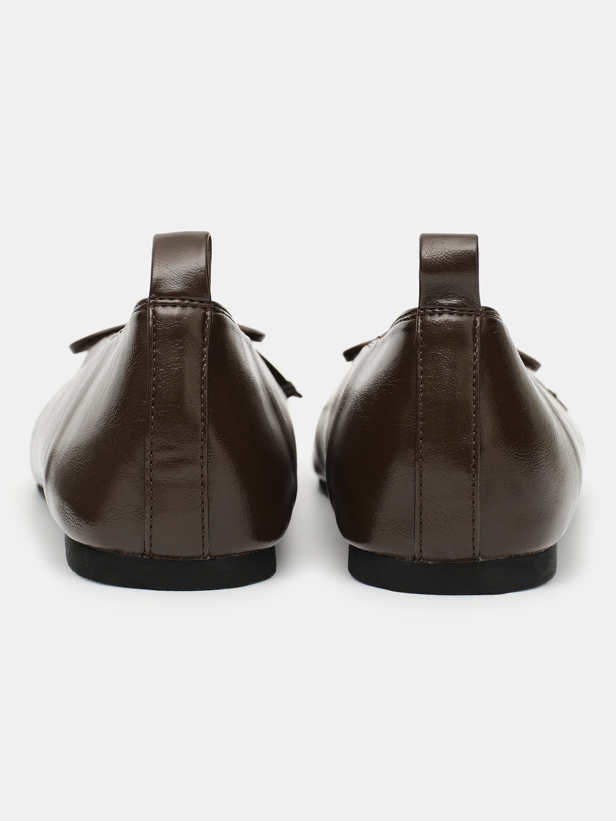 Bow Leather Ballerina Flats, Brown - Image 4