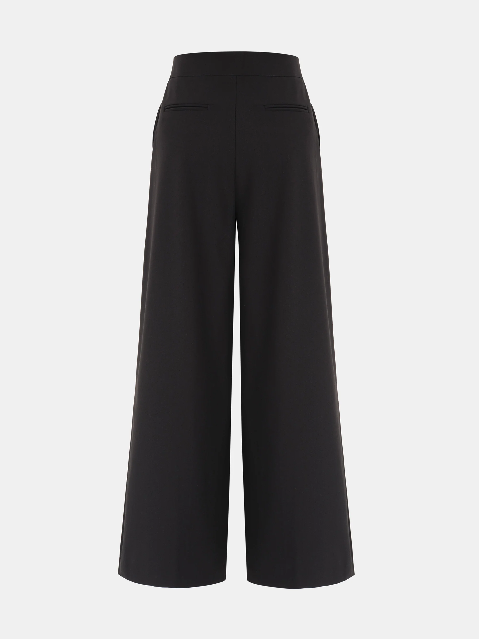 Box-Pleat Wide Trousers, Black - Image 6