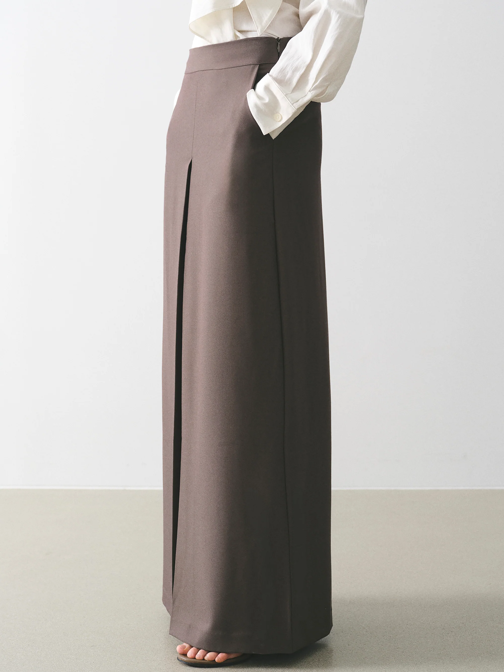 Box-Pleat Wide Trousers, Mocha - Image 4