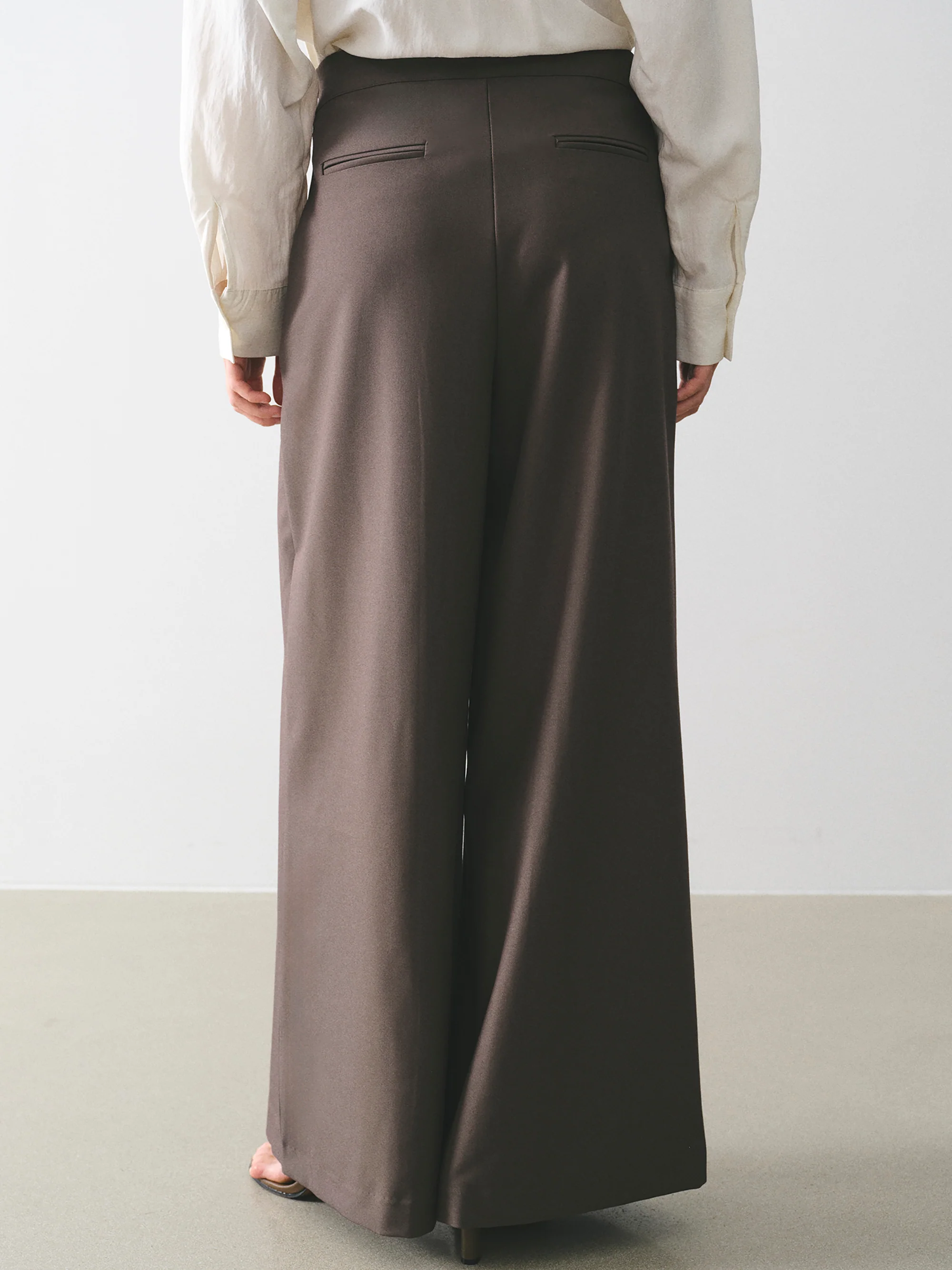 Box-Pleat Wide Trousers, Mocha - Image 5