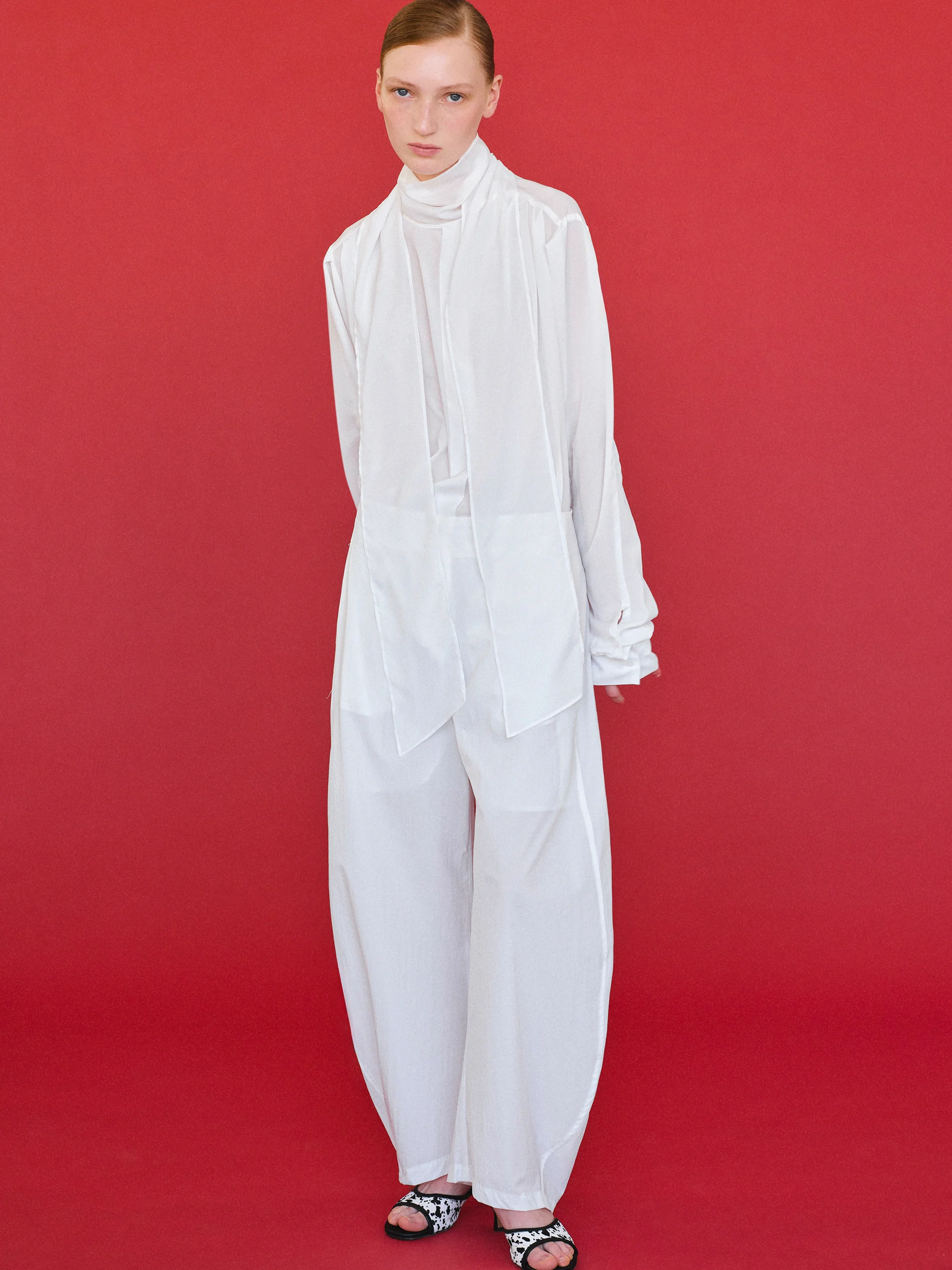 Brooke Barrel Leg Technical Pants, White - Image 3