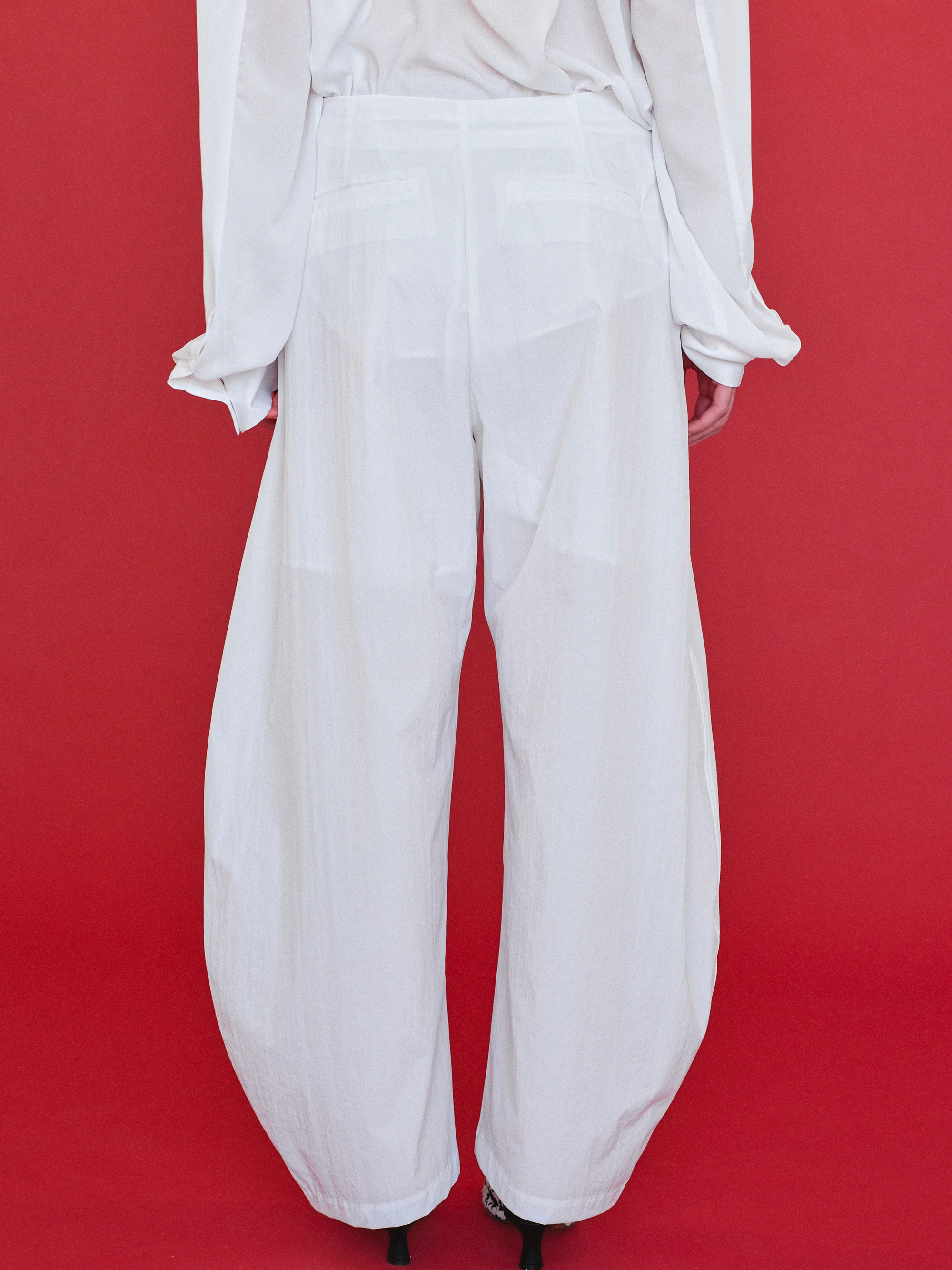 Brooke Barrel Leg Technical Pants, White - Image 4