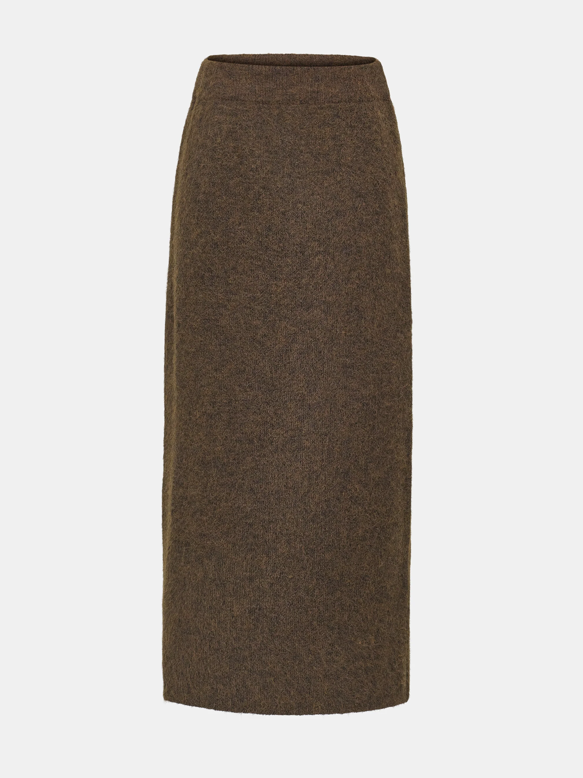 Brushed Knit Cardigan & Skirt Set, Brown - Image 9