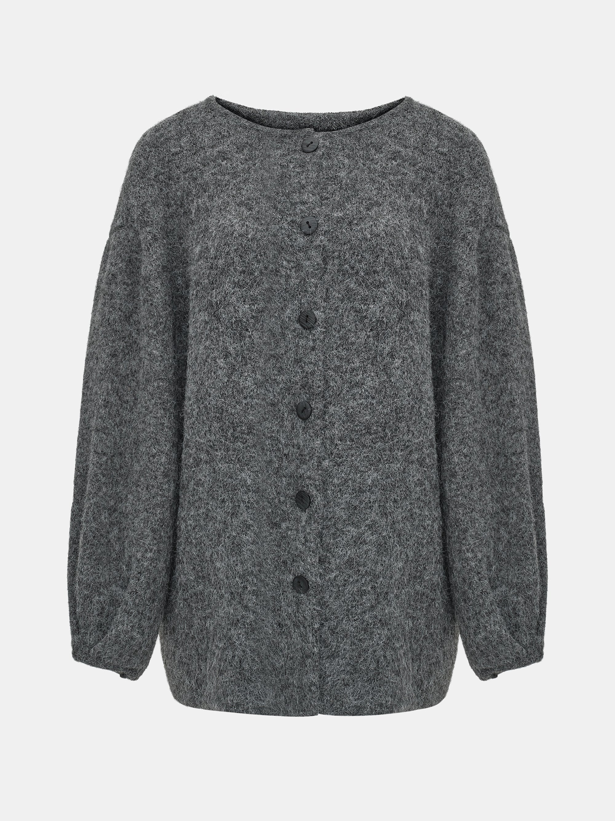 Brushed Knit Cardigan & Skirt Set, Charcoal - Image 8