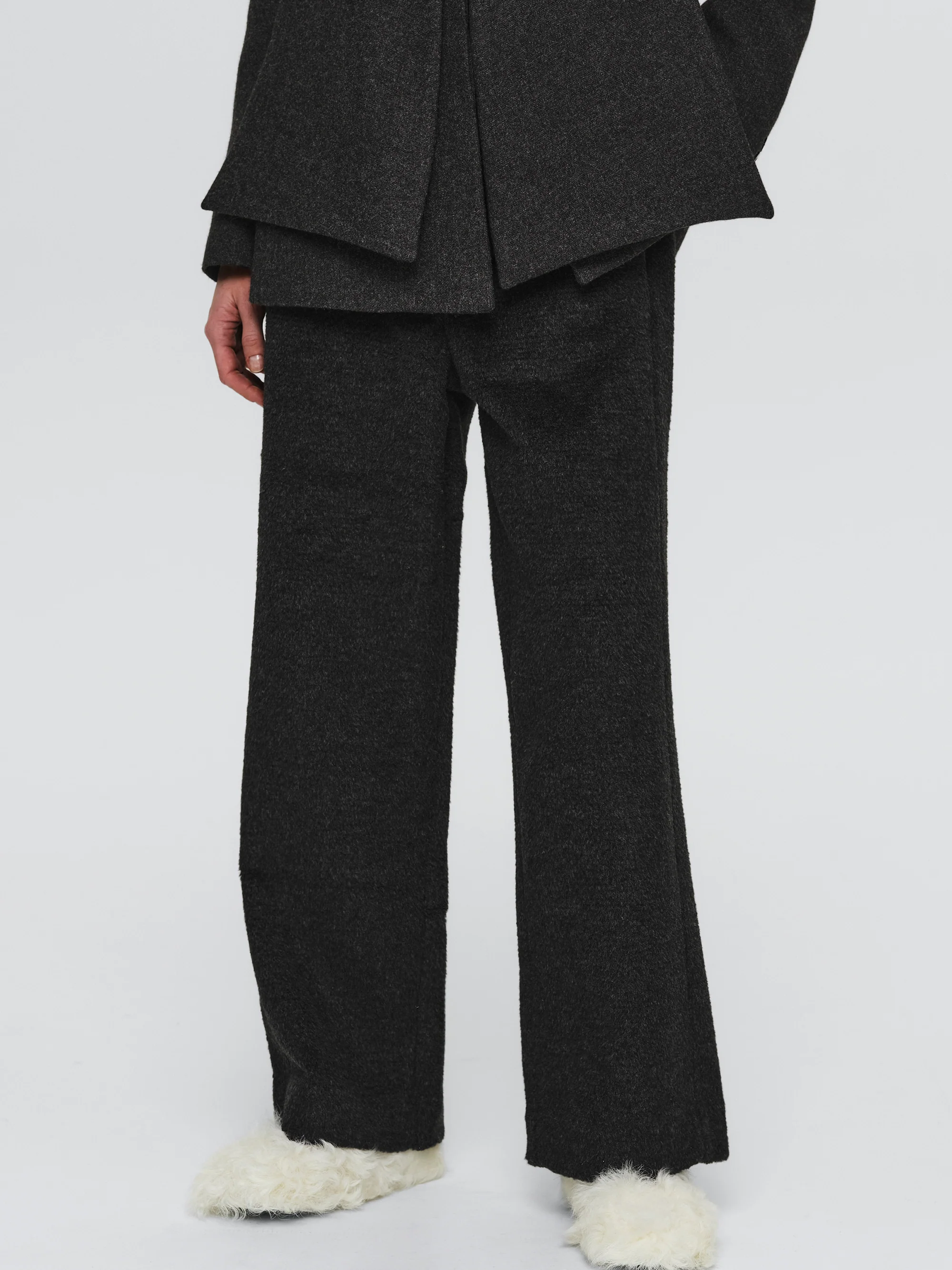 Brushed Tailored Trousers, Charcoal - Image 3