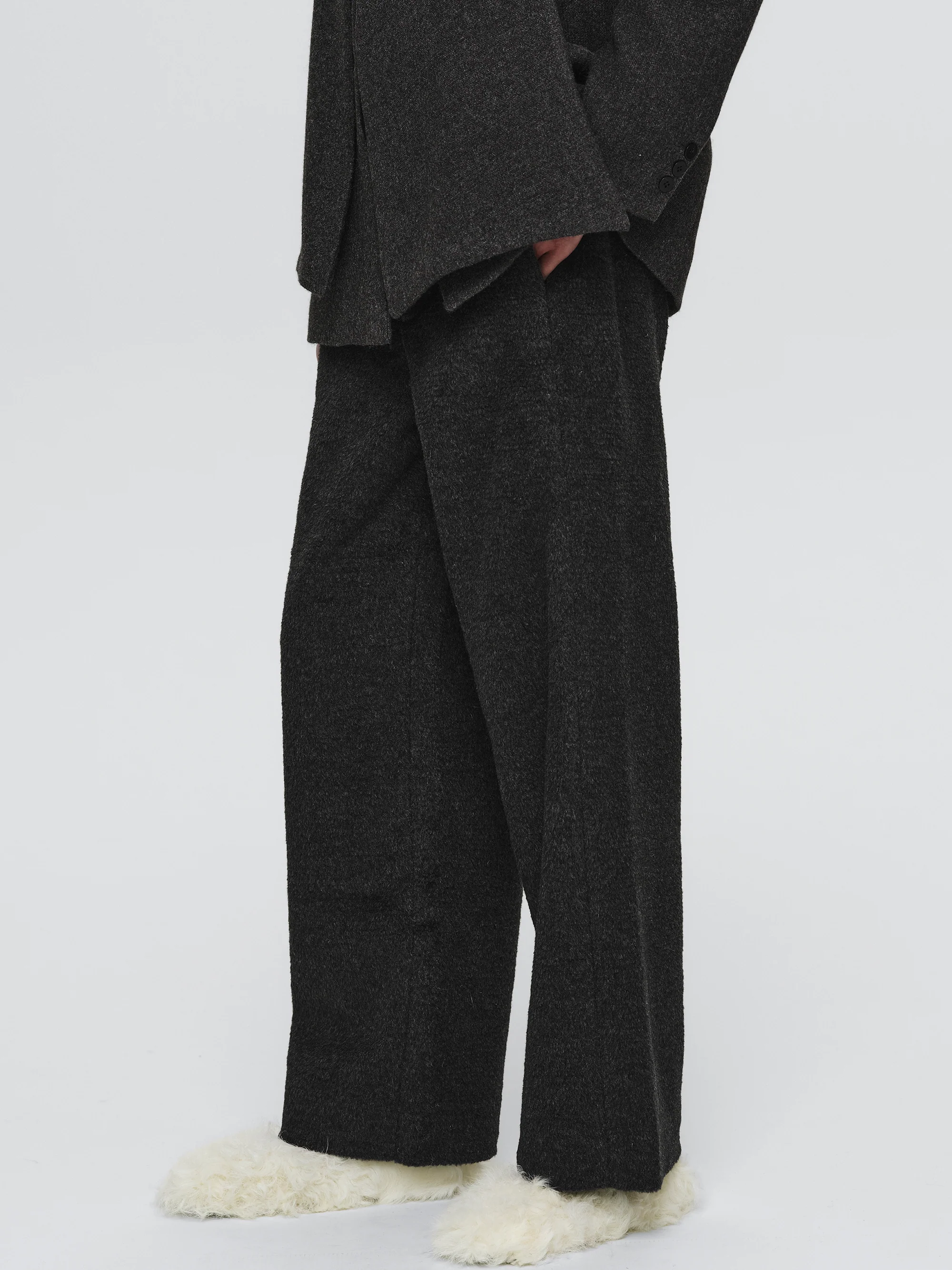 Brushed Tailored Trousers, Charcoal - Image 5