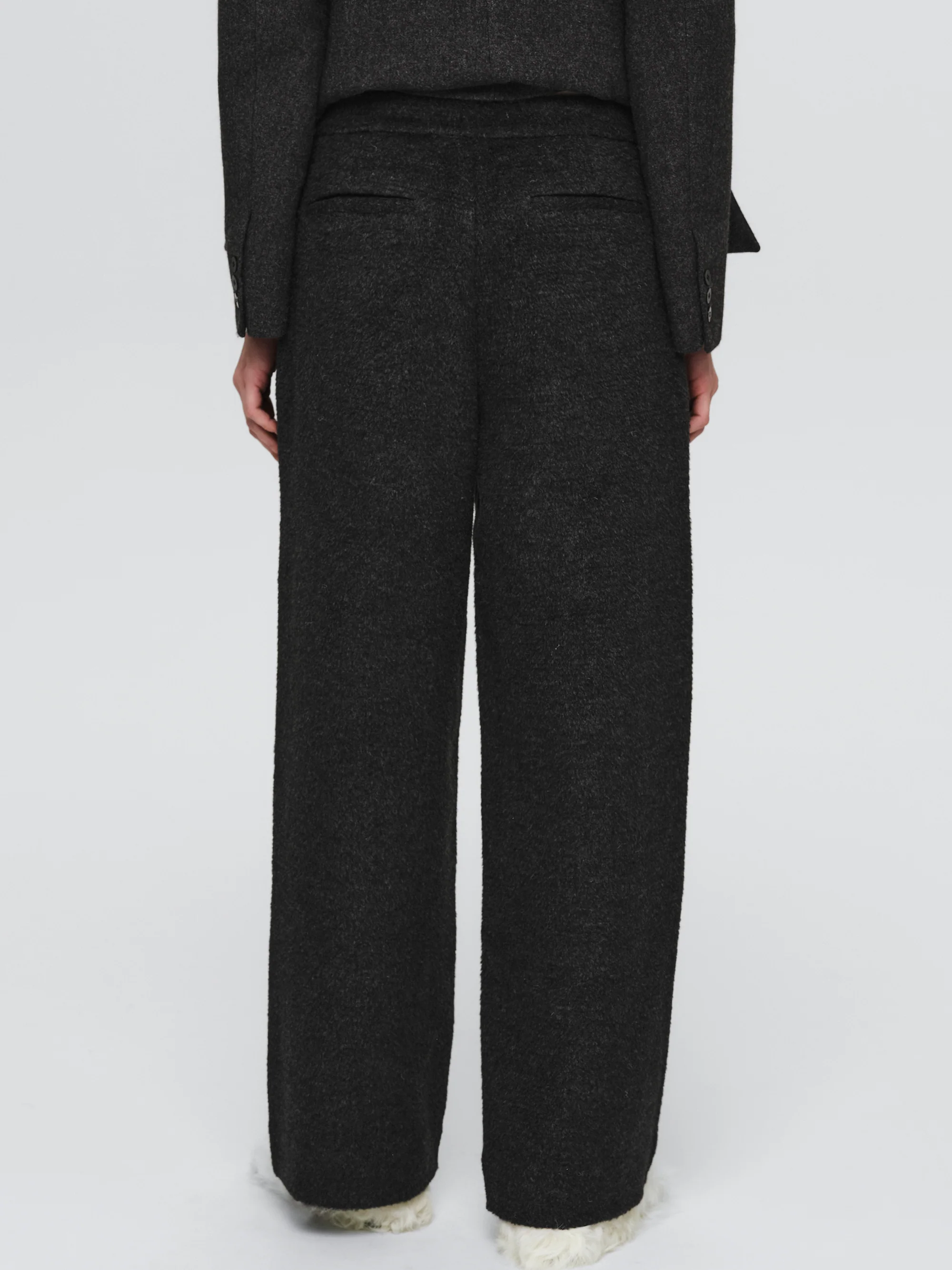 Brushed Tailored Trousers, Charcoal - Image 6