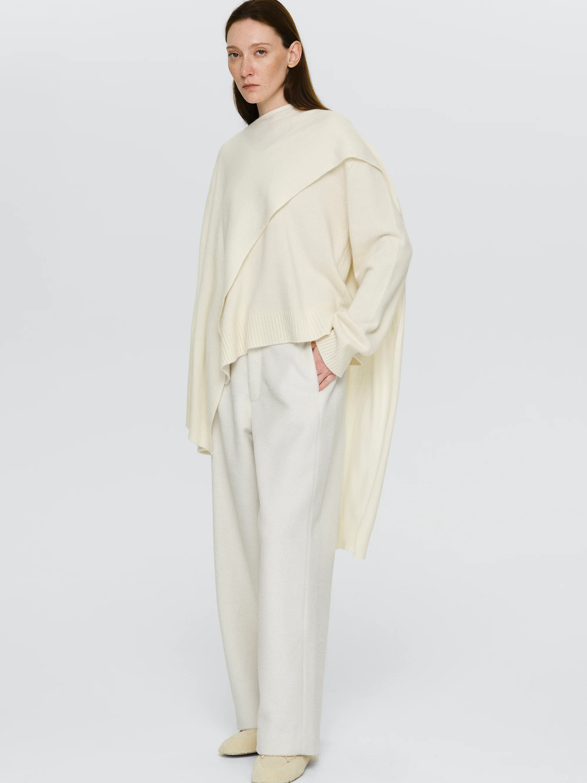 Brushed Tailored Trousers, Ivory - Image 3