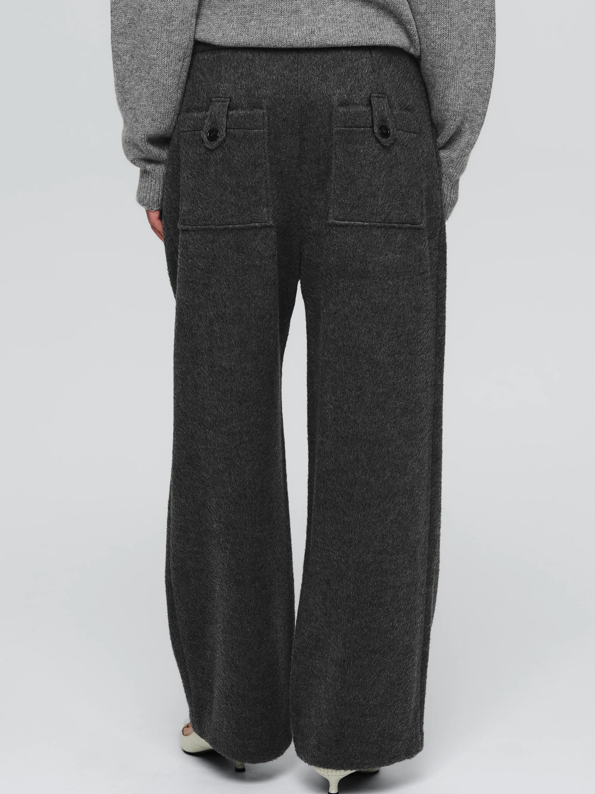 Brushed Wide Trousers, Charcoal - Image 4