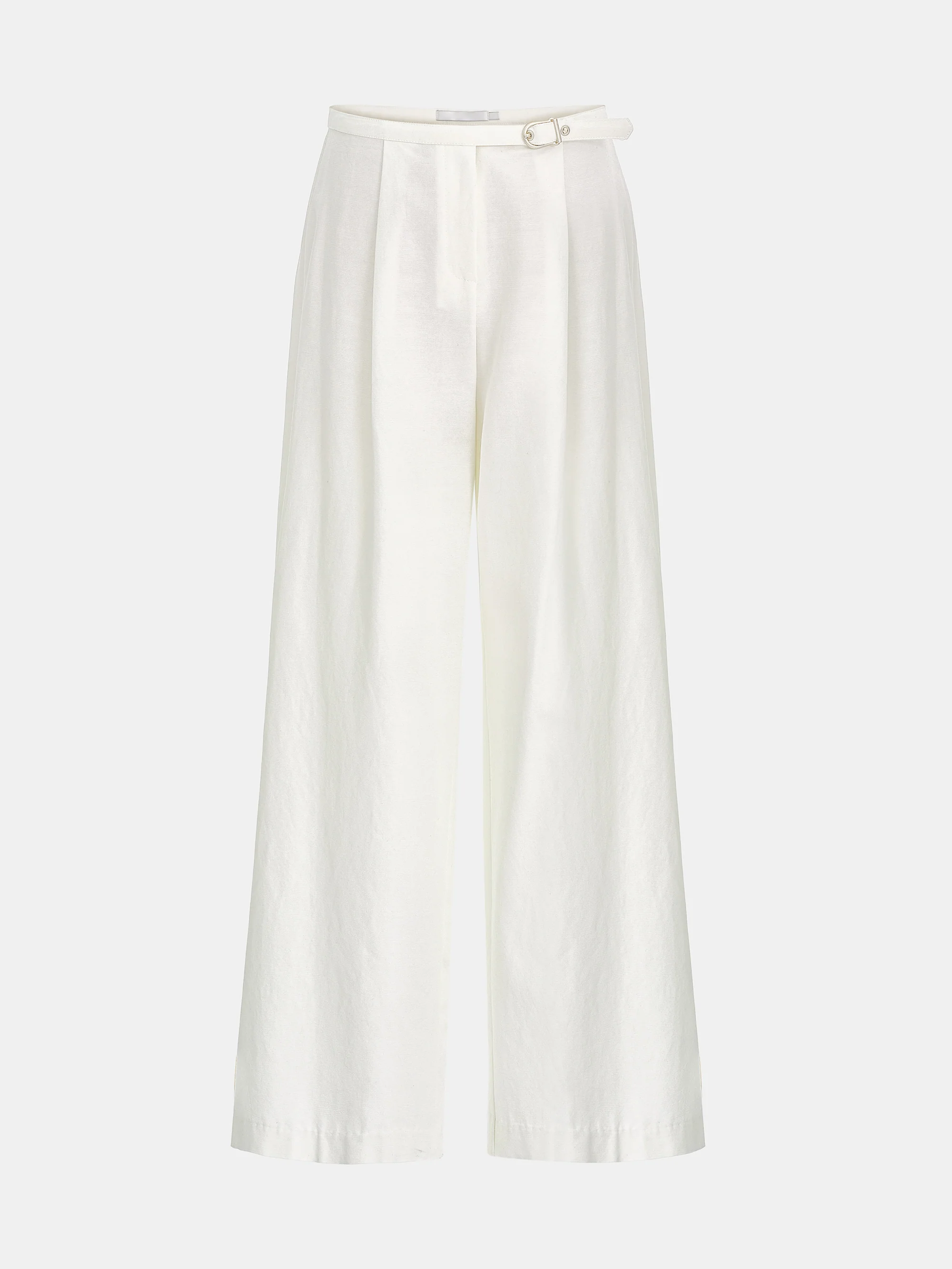 Buckle-Belt Trousers, Ivory - Image 5