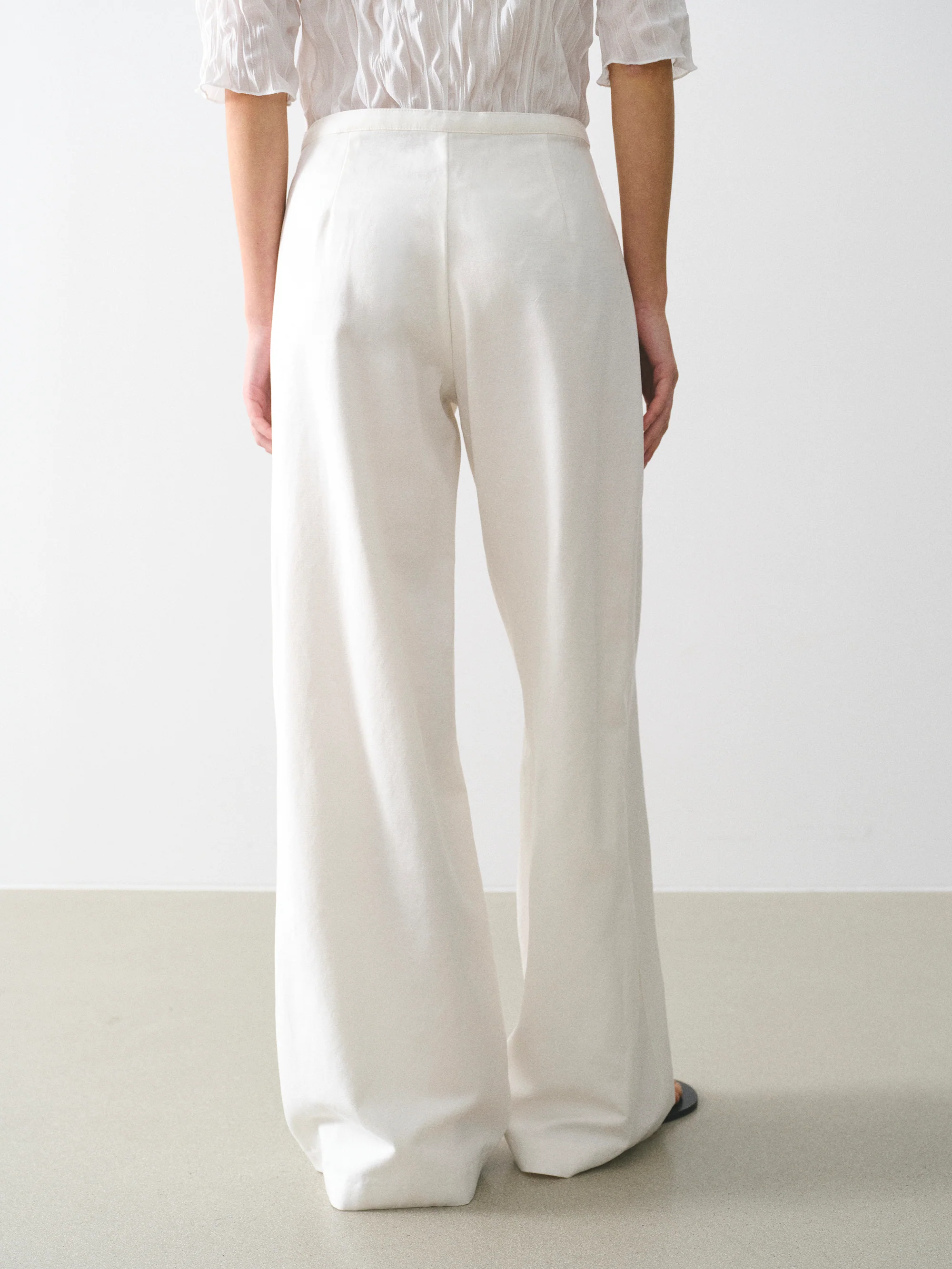 Buckle-Belt Trousers, Ivory - Image 6