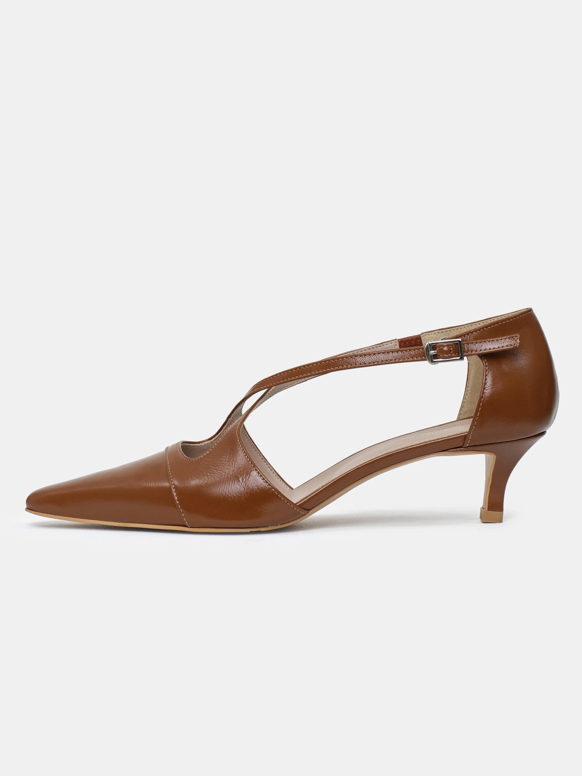 Bugur 80's Criss-Cross Pumps, Latte - Image 2
