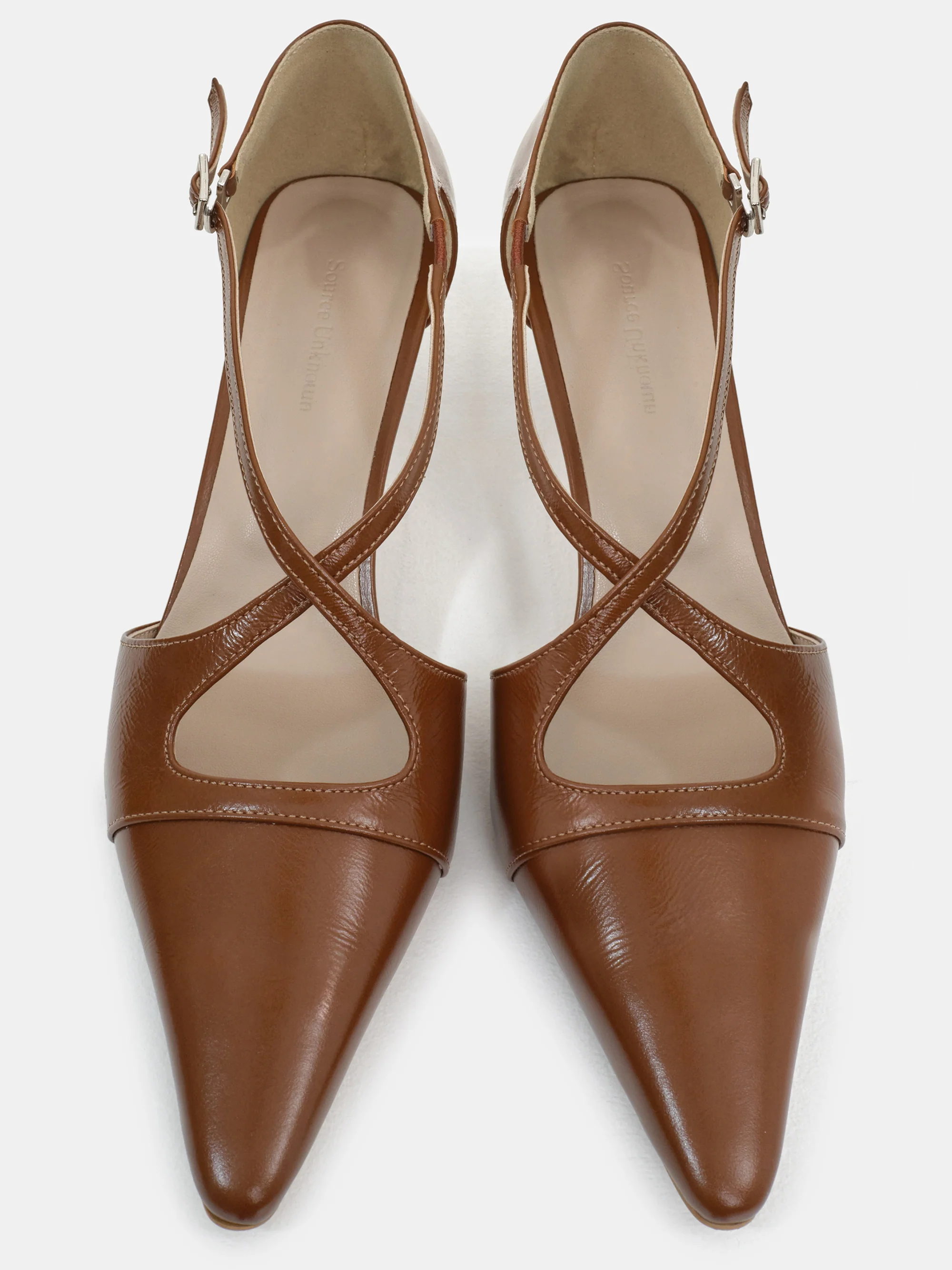 Bugur 80's Criss-Cross Pumps, Latte - Image 3