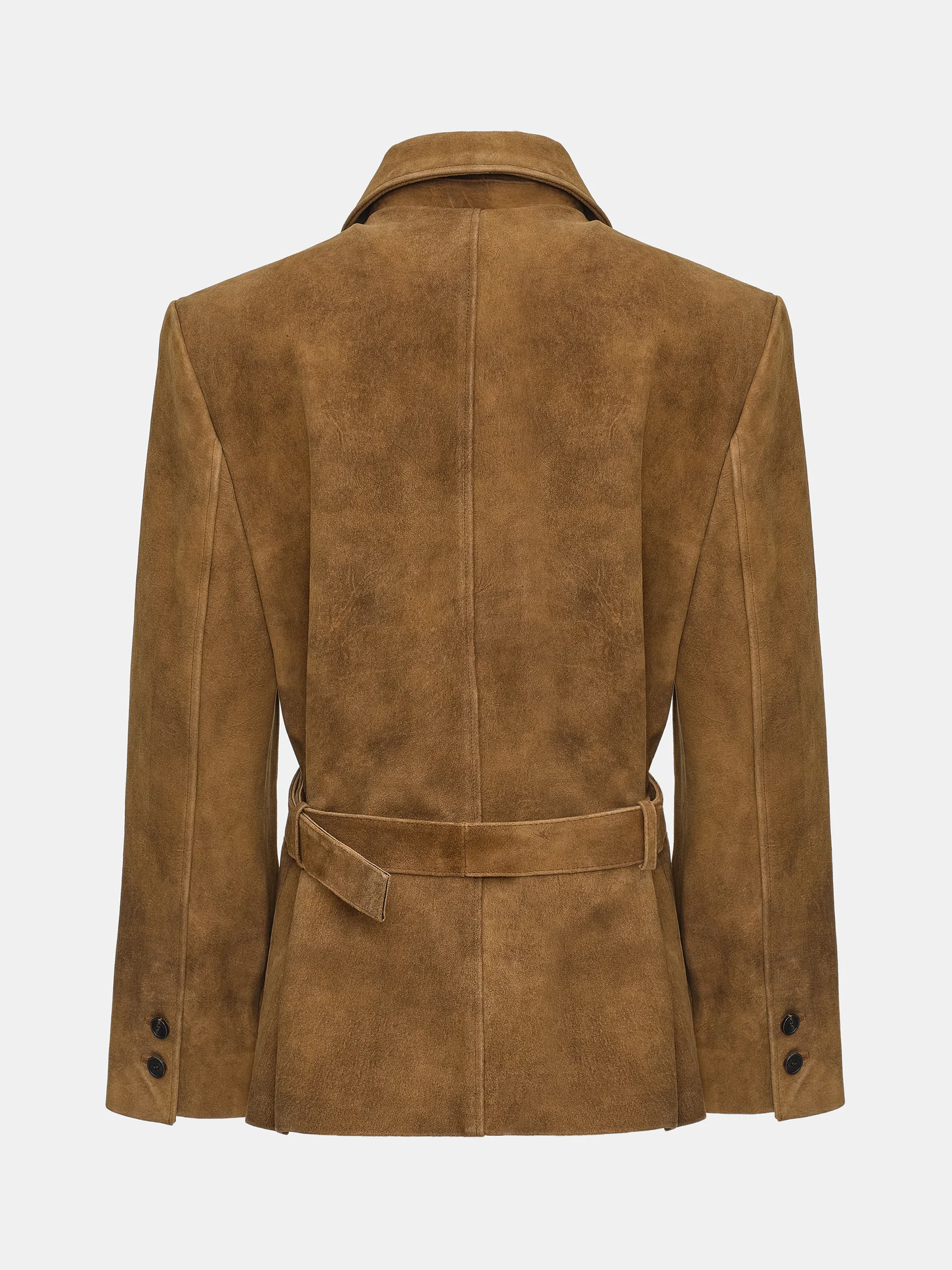 Burnished Suede Short Jacket, Camel - Image 7