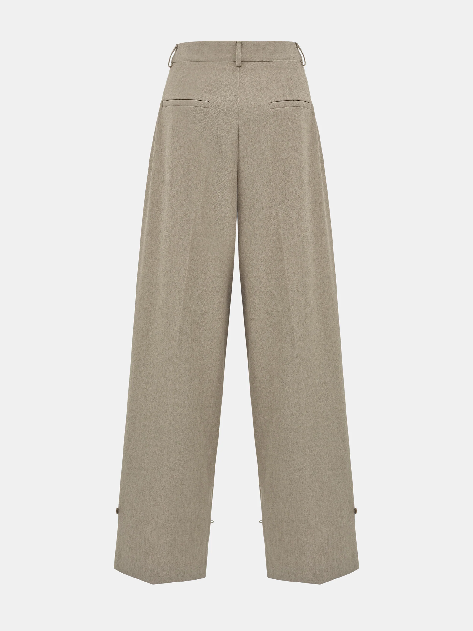 Button Cuff Trousers, Beige - Image 7