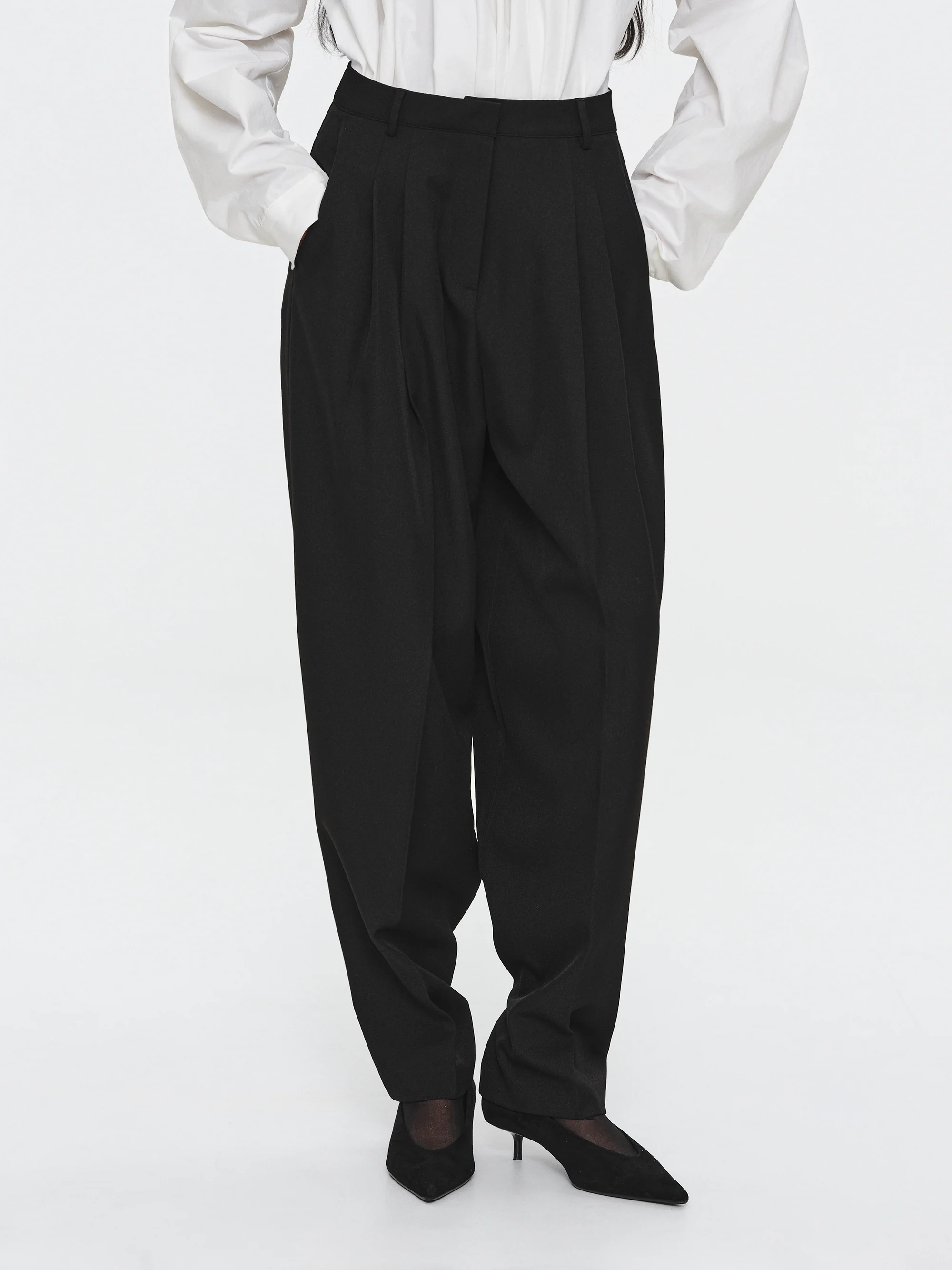 Button Cuff Trousers, Black - Image 3