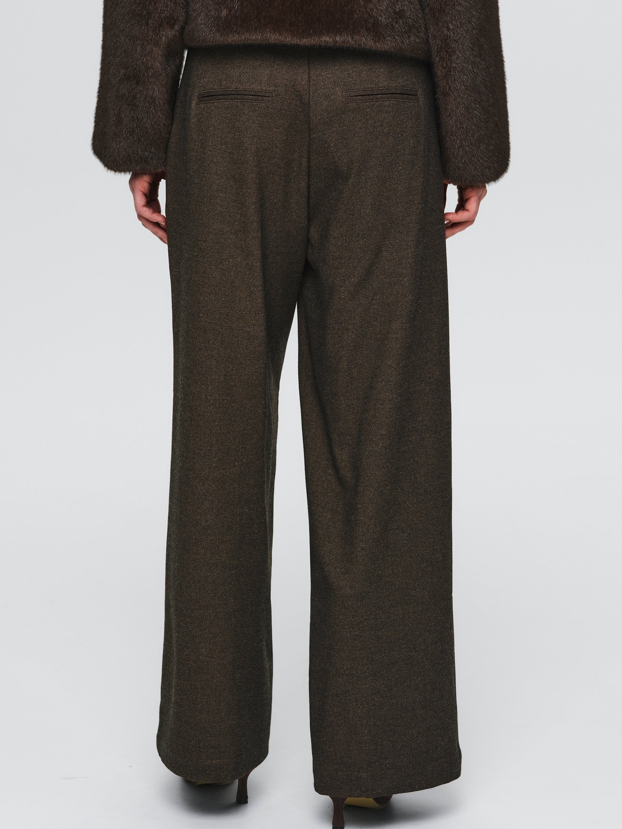 Button Tab Trousers, Brown - Image 4