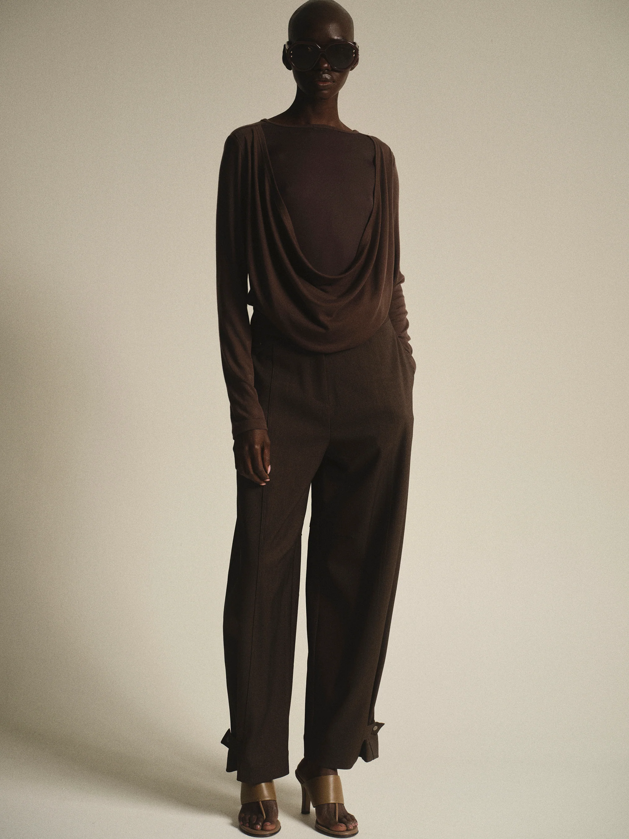 Button-Tab Trousers, Brown - Image 3