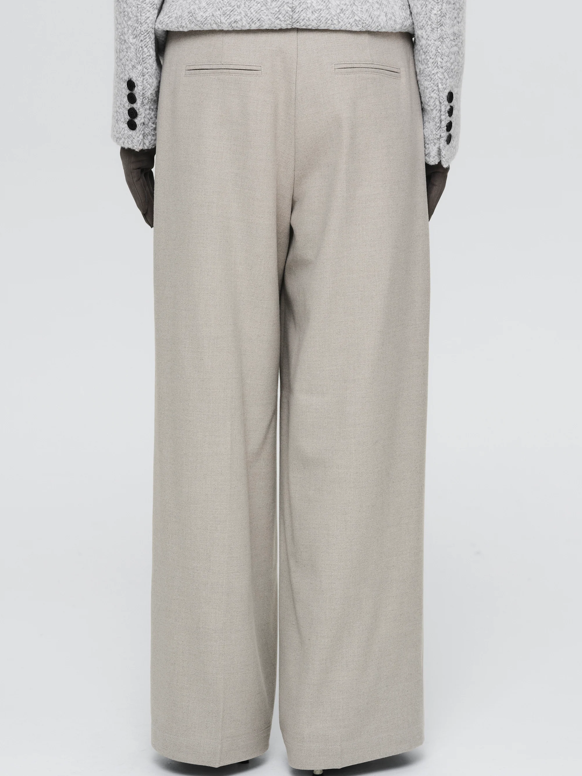 Button Tab Trousers, Greige - Image 4