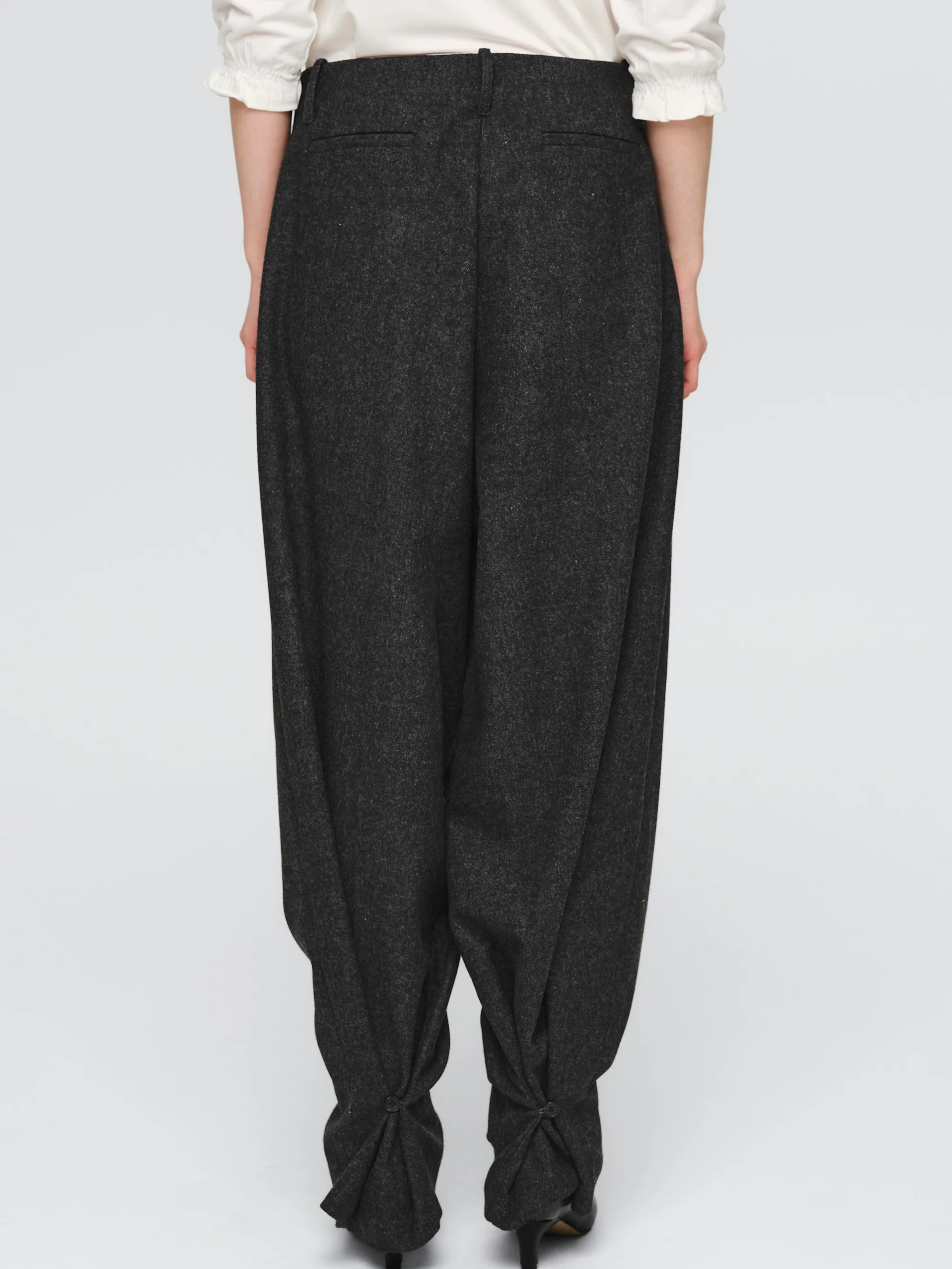 Button Tapered Trousers, Charcoal