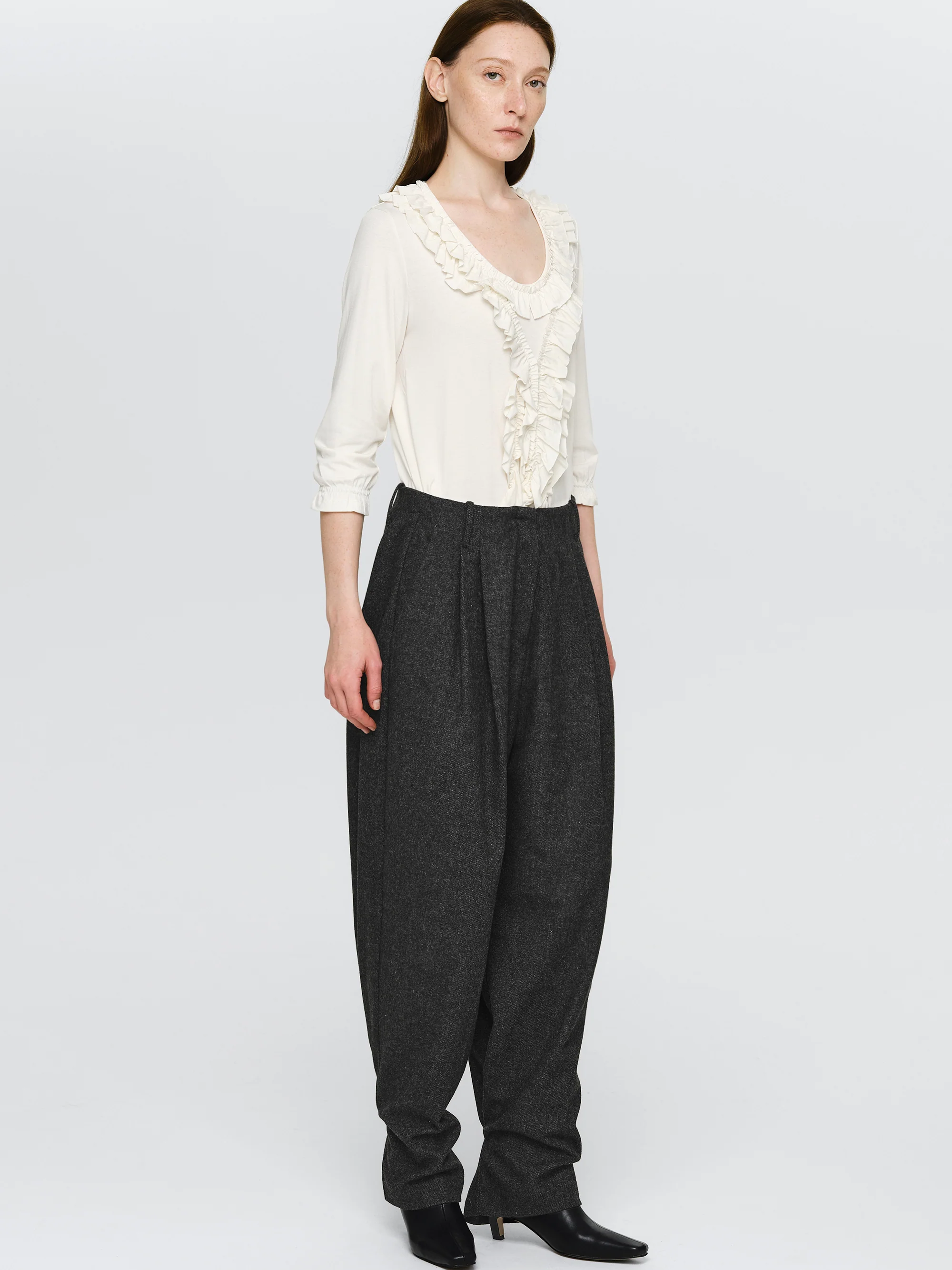 Button Tapered Trousers, Charcoal - Image 3