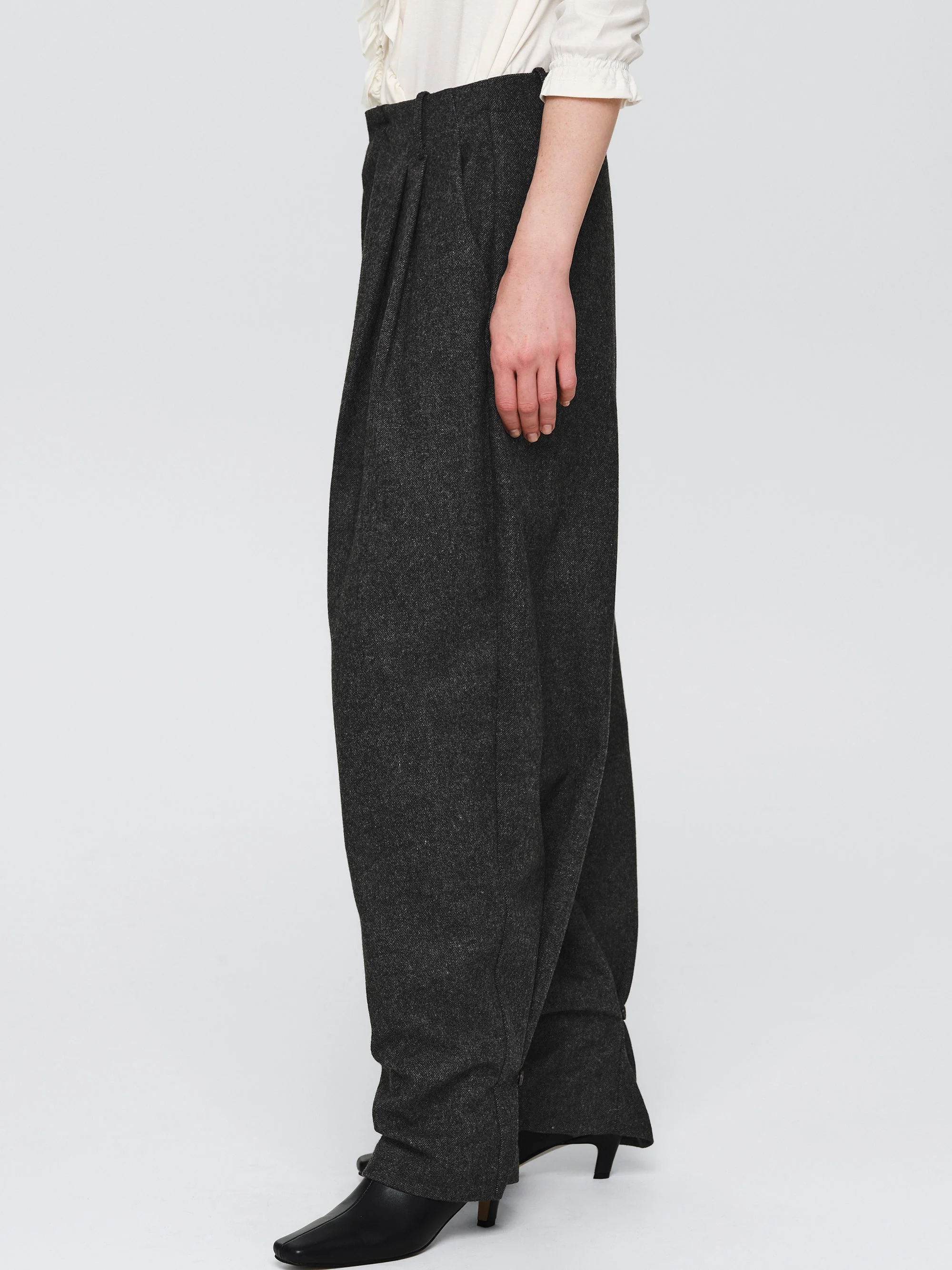 Button Tapered Trousers, Charcoal - Image 4