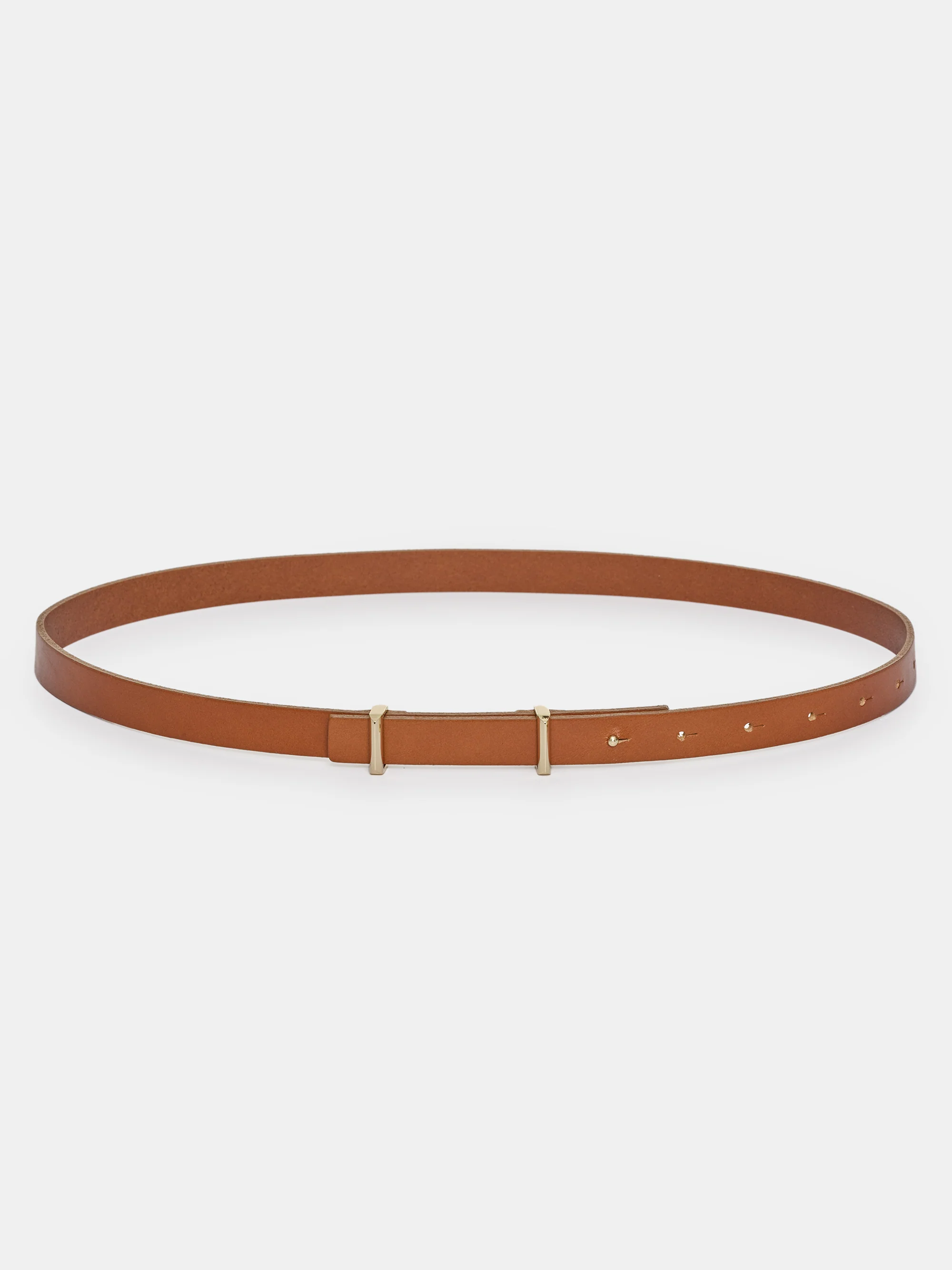 Calfskin Leather Skinny Belt, Tan