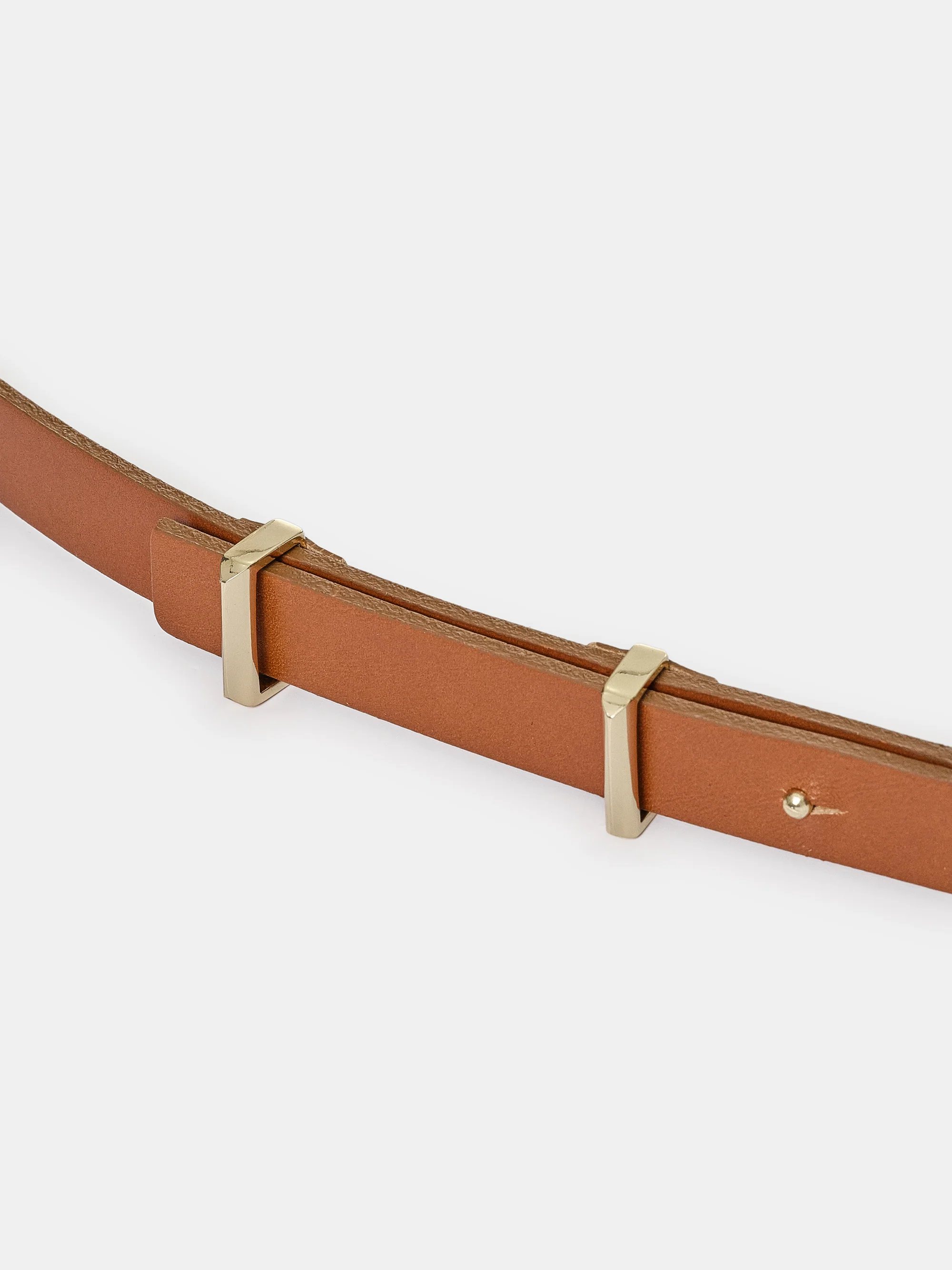 Calfskin Leather Skinny Belt, Tan - Image 2
