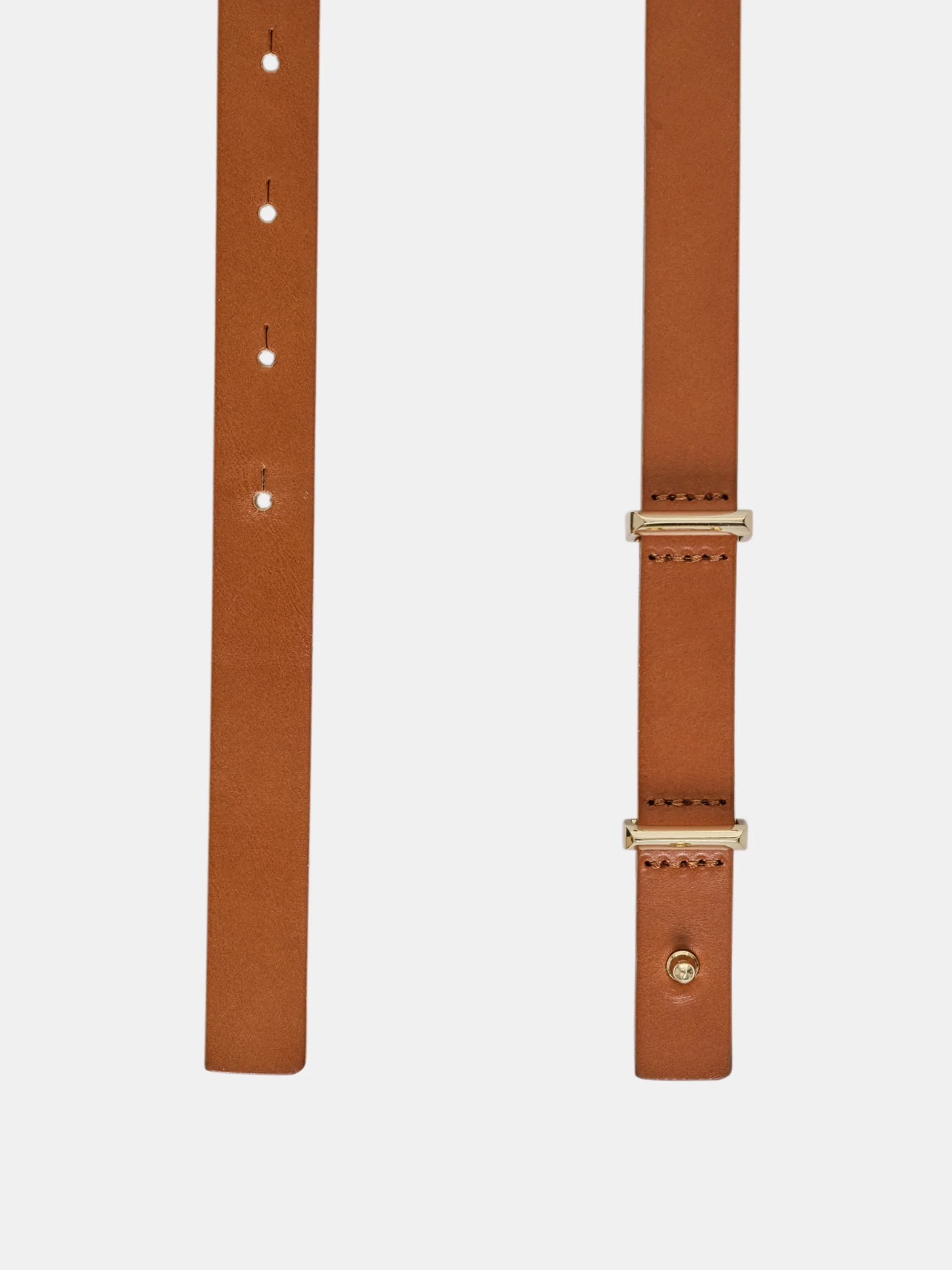 Calfskin Leather Skinny Belt, Tan - Image 3