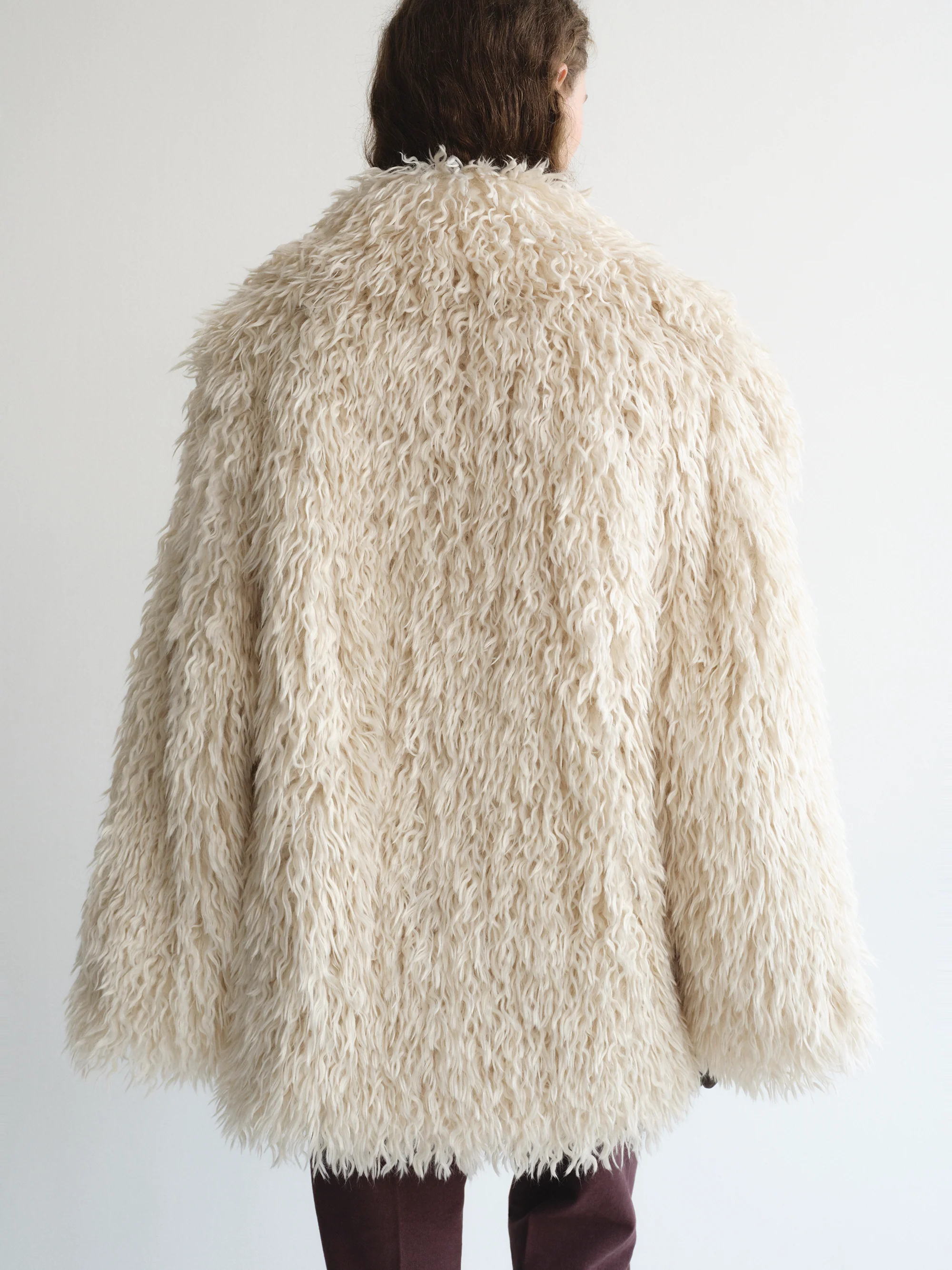 Cassia Shag Fur Coat, Ivory - Image 6