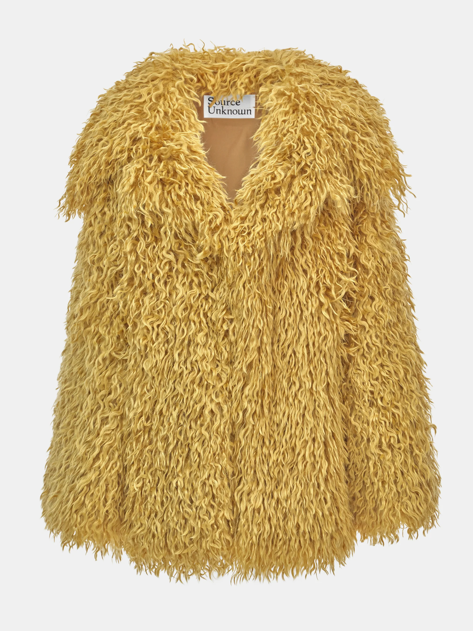 Cassia Shag Fur Coat, Mustard - Image 6