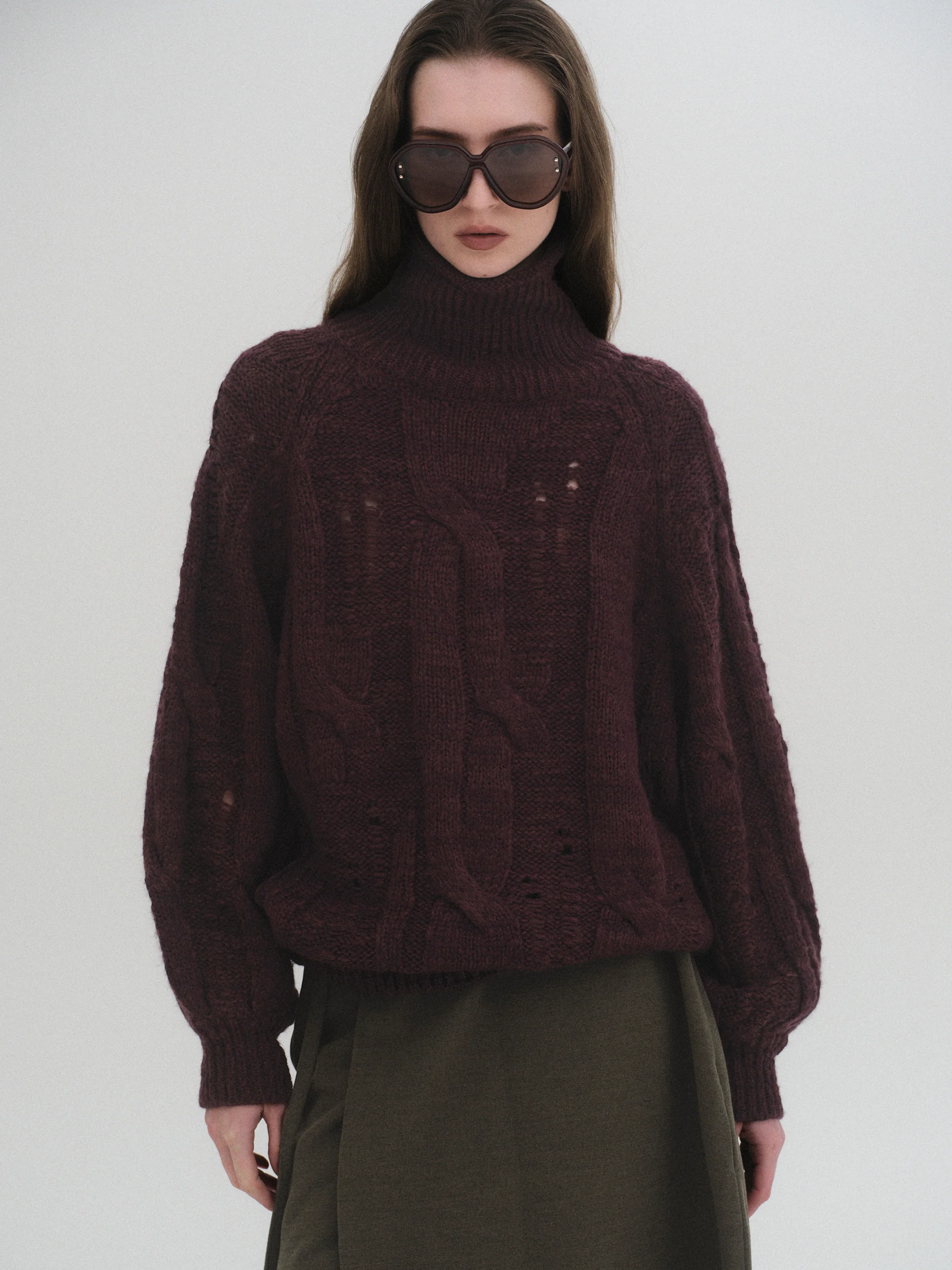 Chunky Turtleneck Knit, Purple