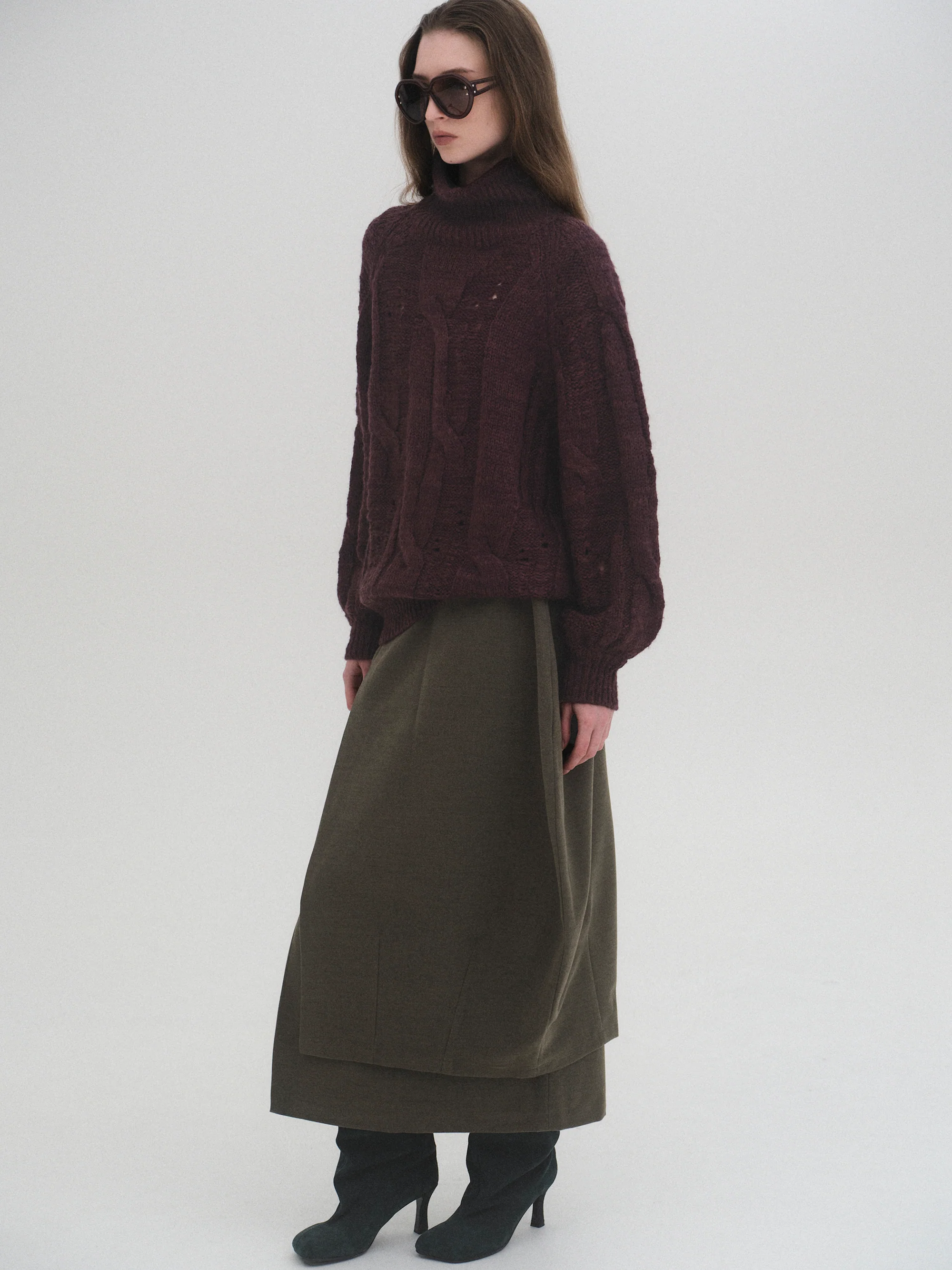 Chunky Turtleneck Knit, Purple - Image 2