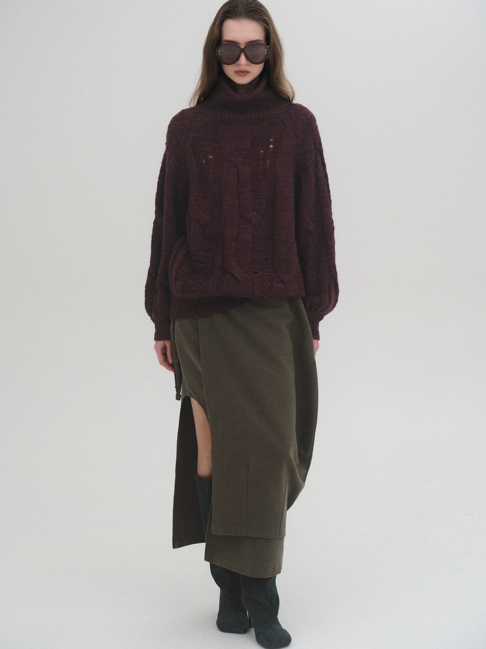 Chunky Turtleneck Knit, Purple - Image 4